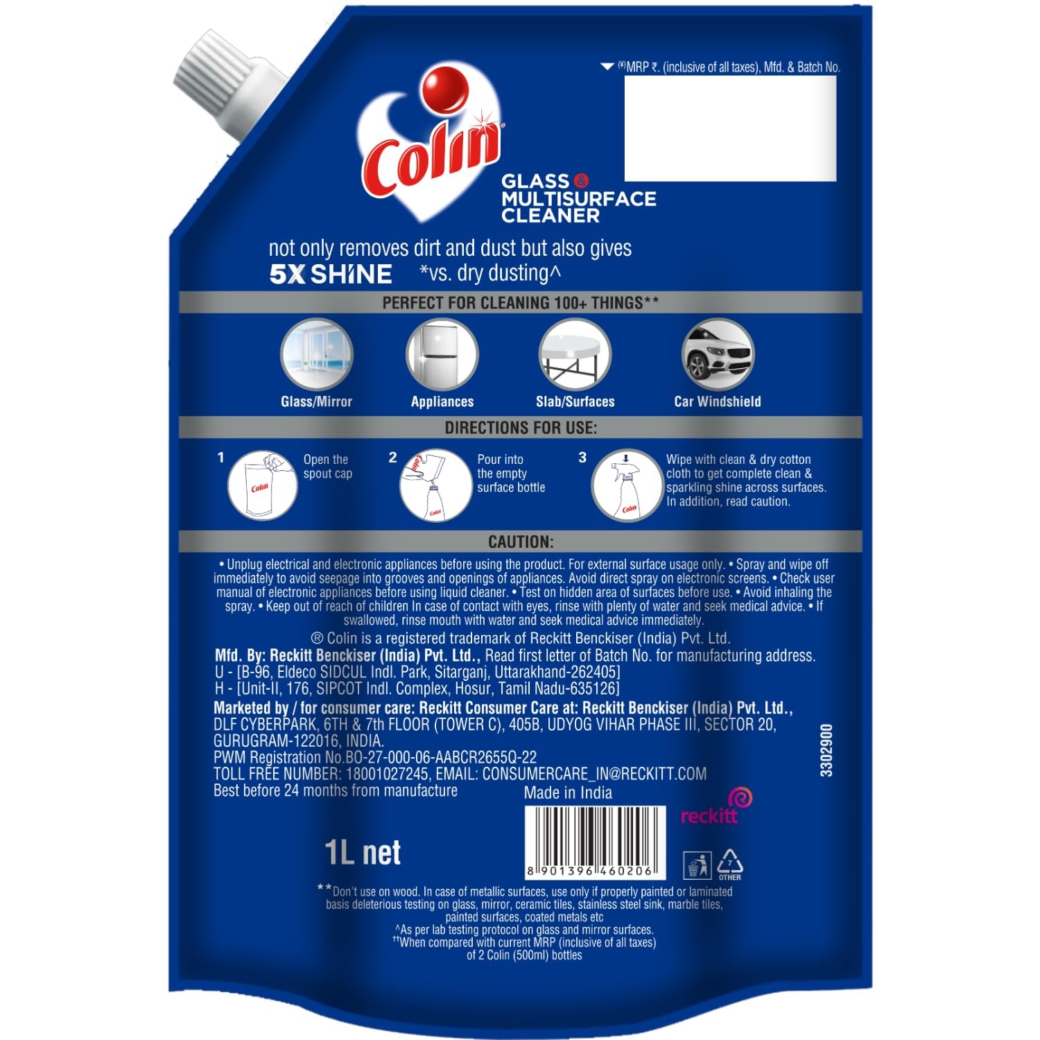 Colin 1L Glass & Surface Cleaner – India’s #1 All-Purpose Cleaner