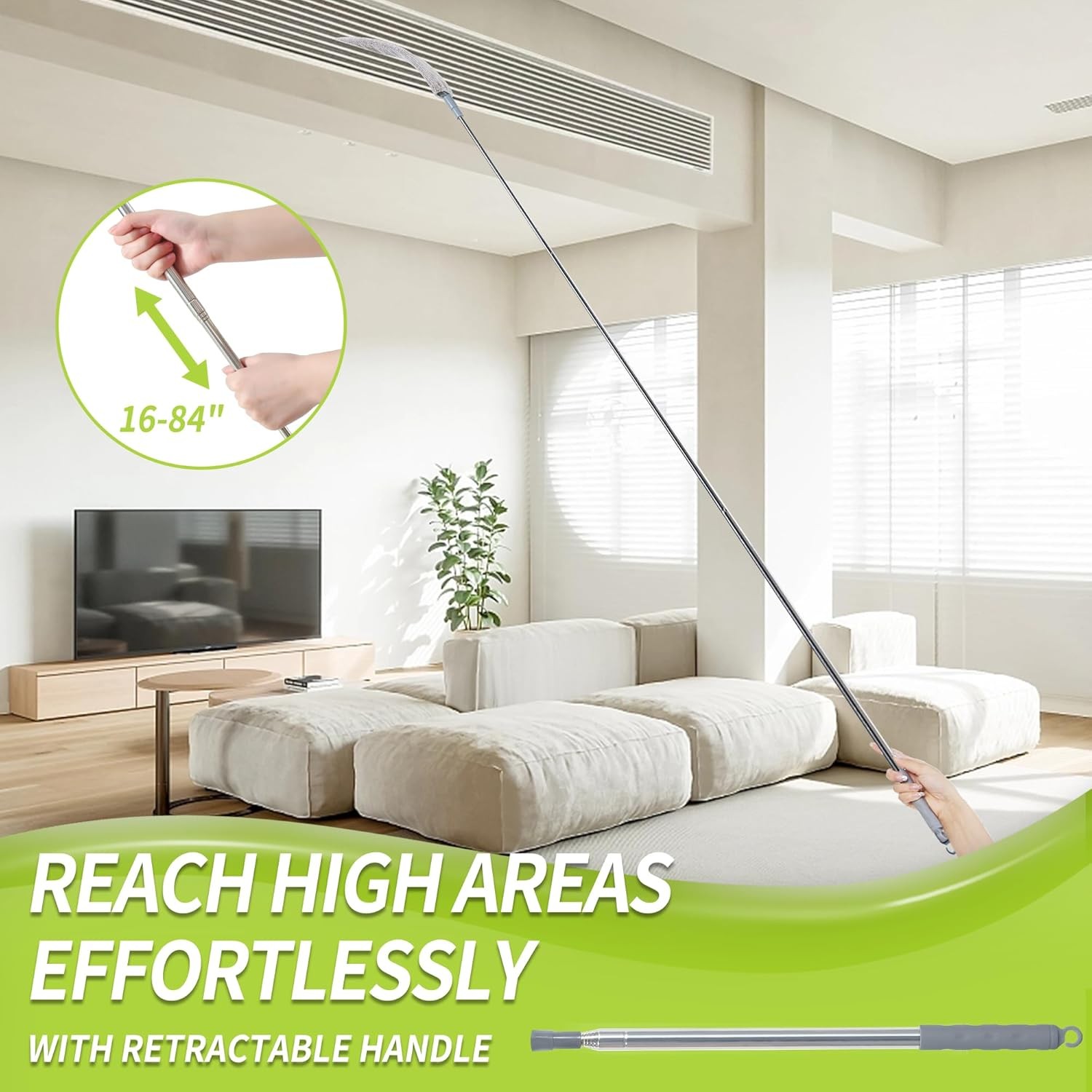 Skinny Retractable Duster – Microfiber Extension Tool for Tight Spaces