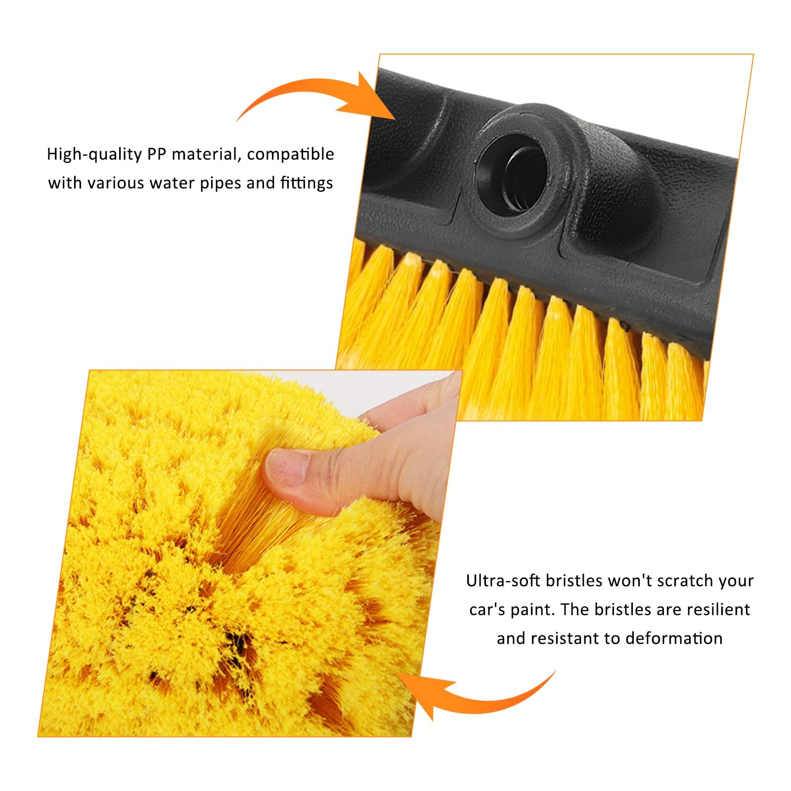 Car Wash Brush Head Scrub Brush Attachment for Long Handle Extension Pole