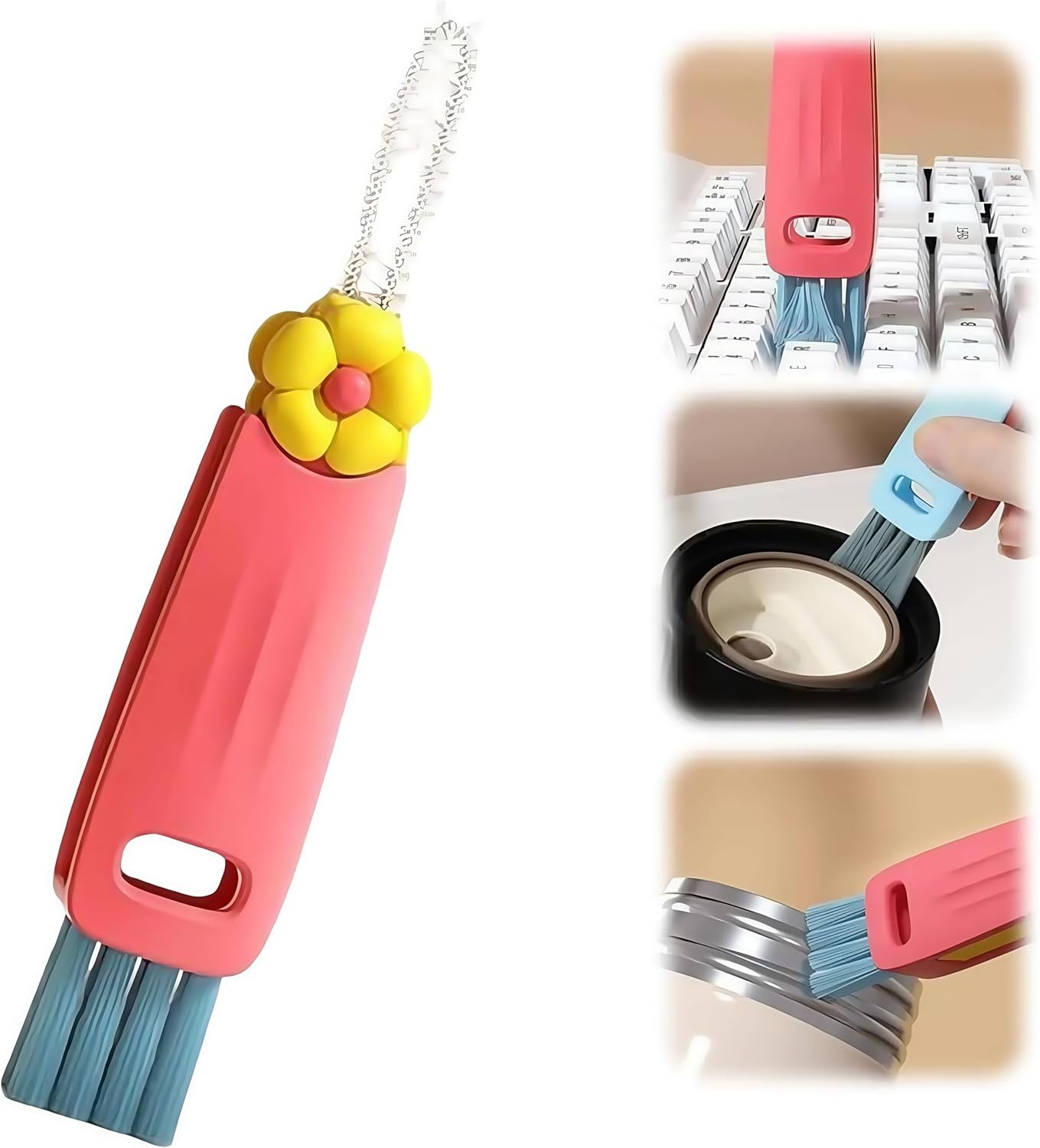 3 in 1 Cup Lid Cleaning Brush 3 in 1 Multifunctional Cleaning Brush Portable Cup