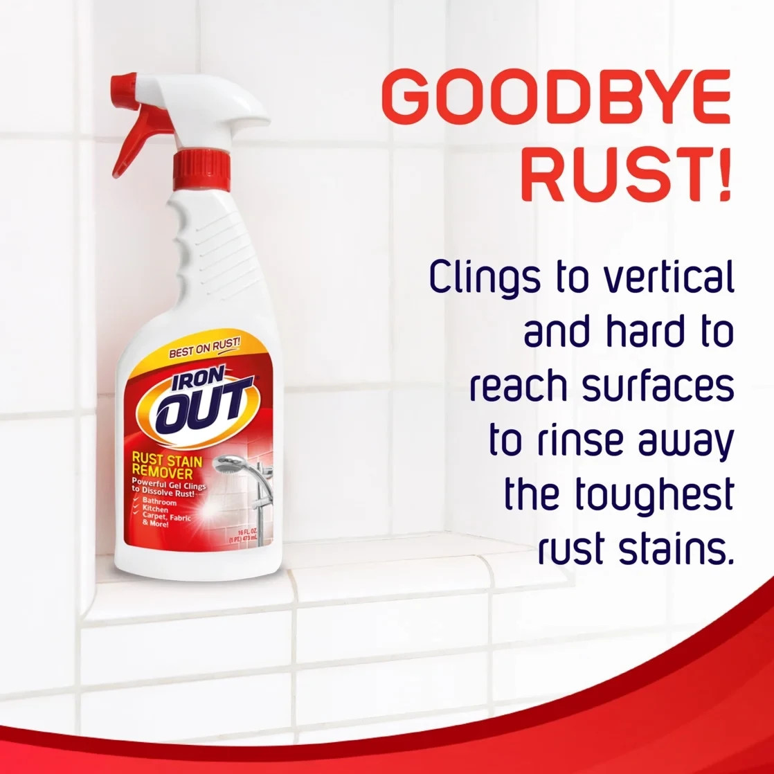 Iron Out Rust Stain Remover Spray Gel 24 oz Heavy Duty Cleaner Bathroom Kitchen