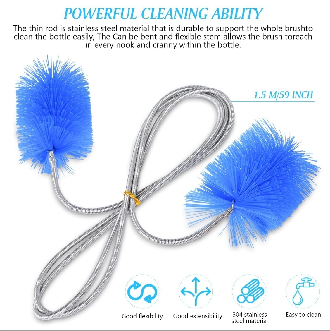 Flexible Long Drain Brush Set, Premium 3 Piece Kit with Double Ended and Stai…