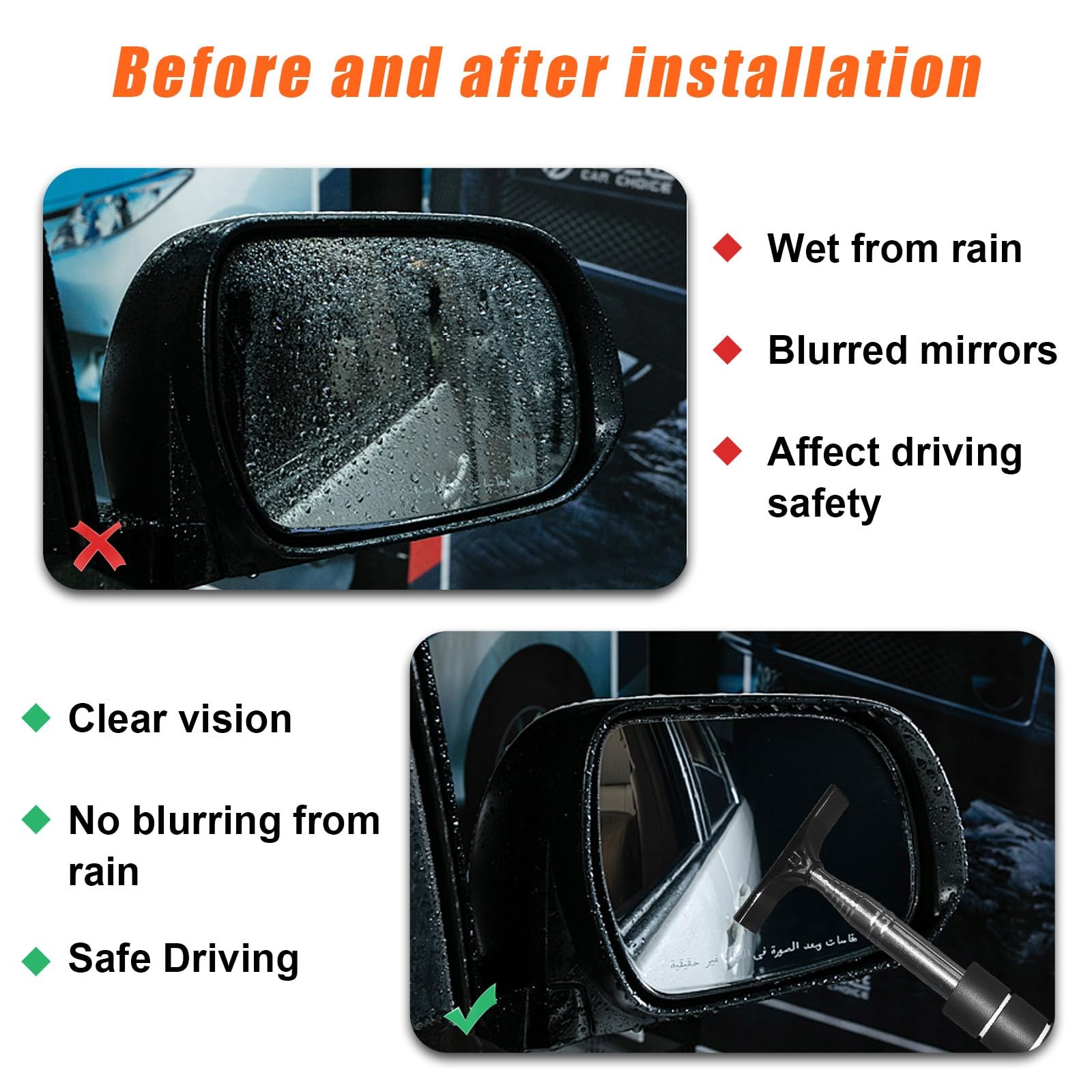Retractable Car Side Mirror Squeegee Rearview Mirror Cleaner Wiper for Vehicles