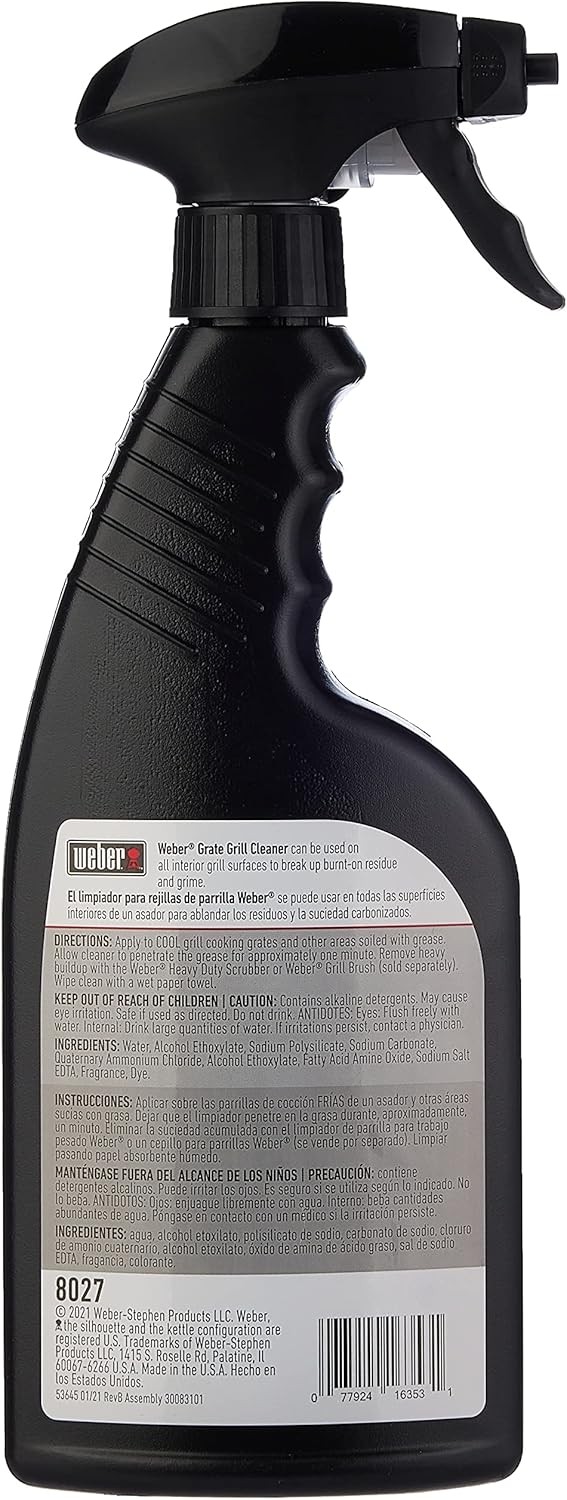 Weber Grill Grate Cleaner and Degreaser for Outdoor Grills and BBQs, 16 oz Spray