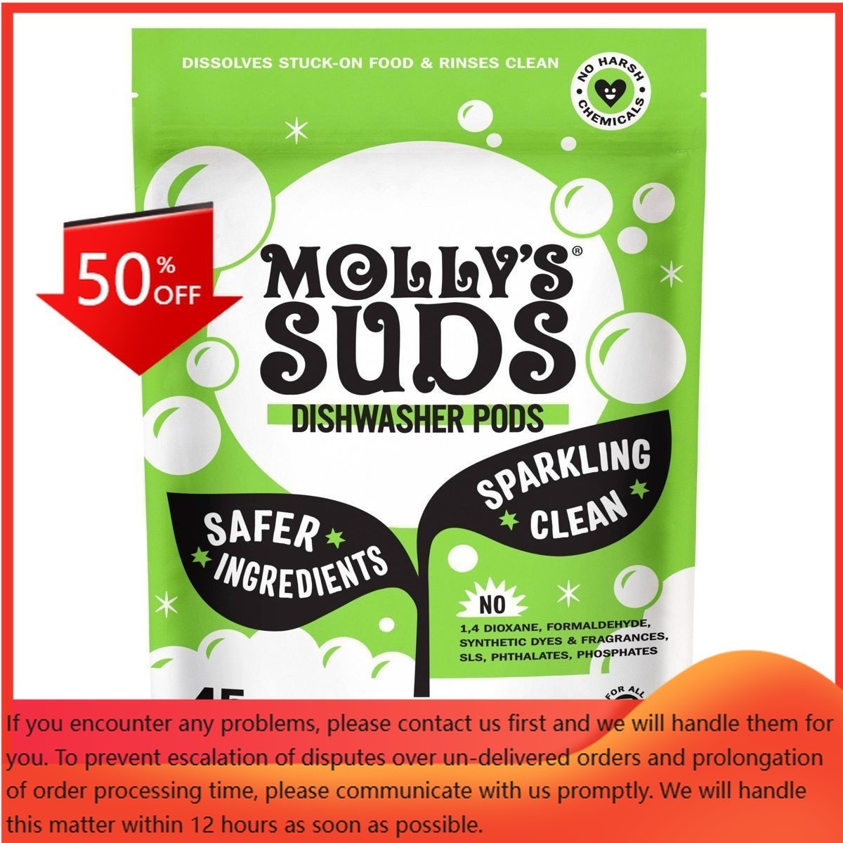 Molly’s Suds Dishwasher Detergent Pods – Citrus – 45ct: Dye-Free, Paraben-Free