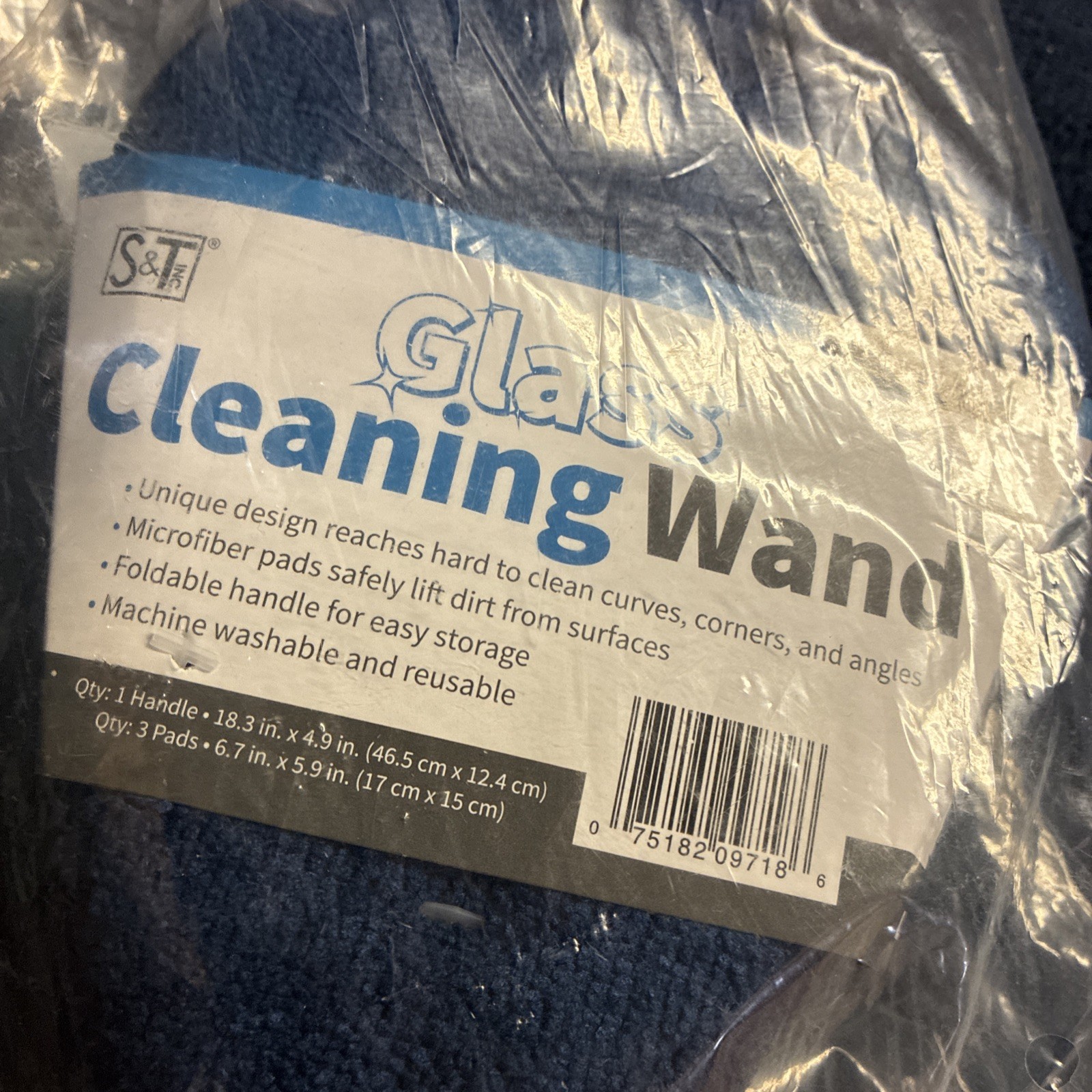 S & T Inc. Glass cleaning wand Set Includes Wand And Three Pads.
