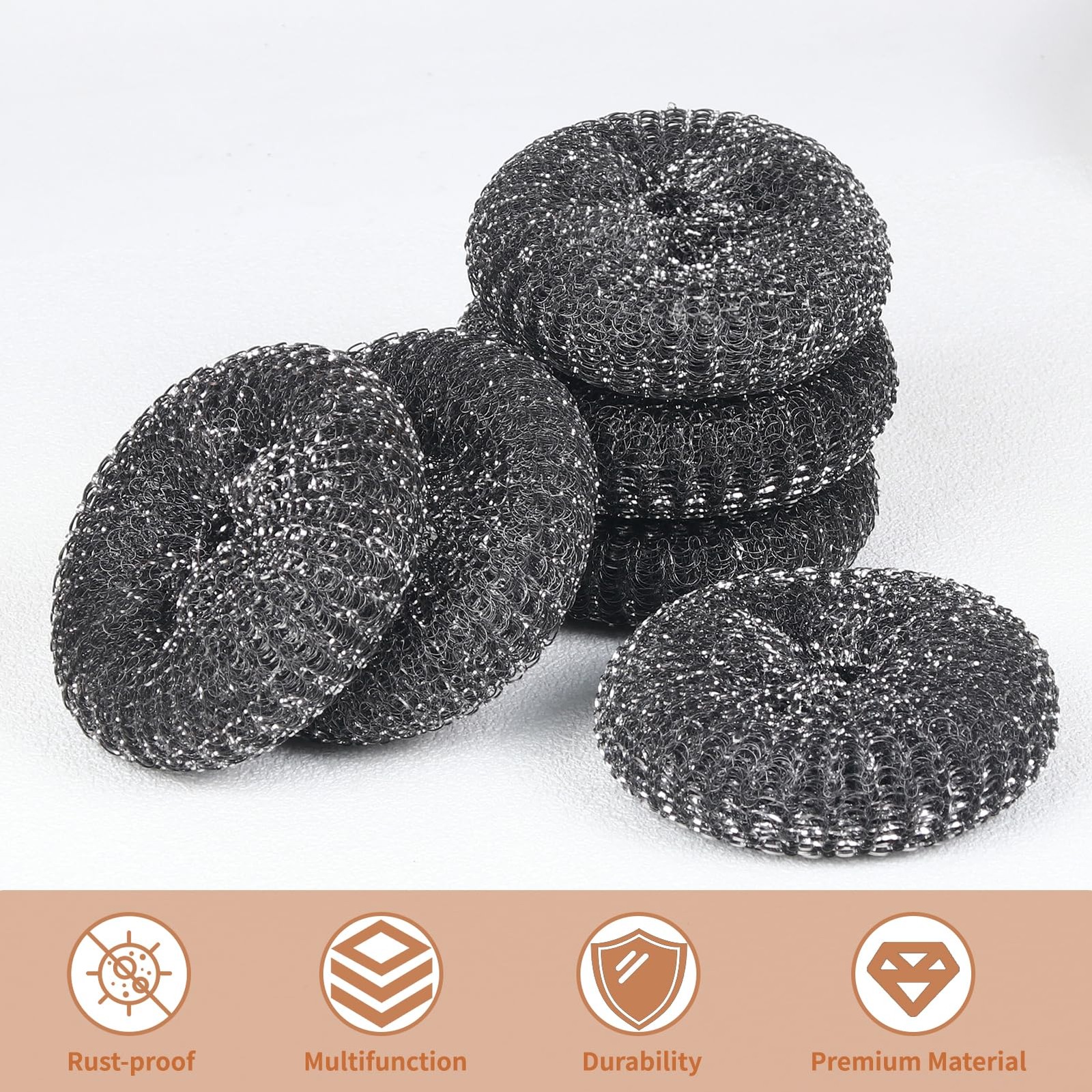 6PCS Steel Wool Scrubber Wire Sponge Set, Barbecue Grill Cleaning Scrubber Pa…