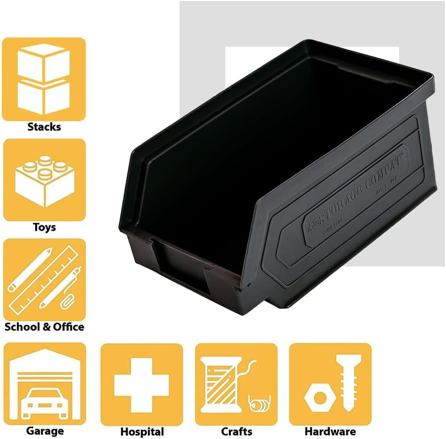 Plastic Storage Bins, Hanging, Stackable, Storage Organizer Bin for Warehouses,