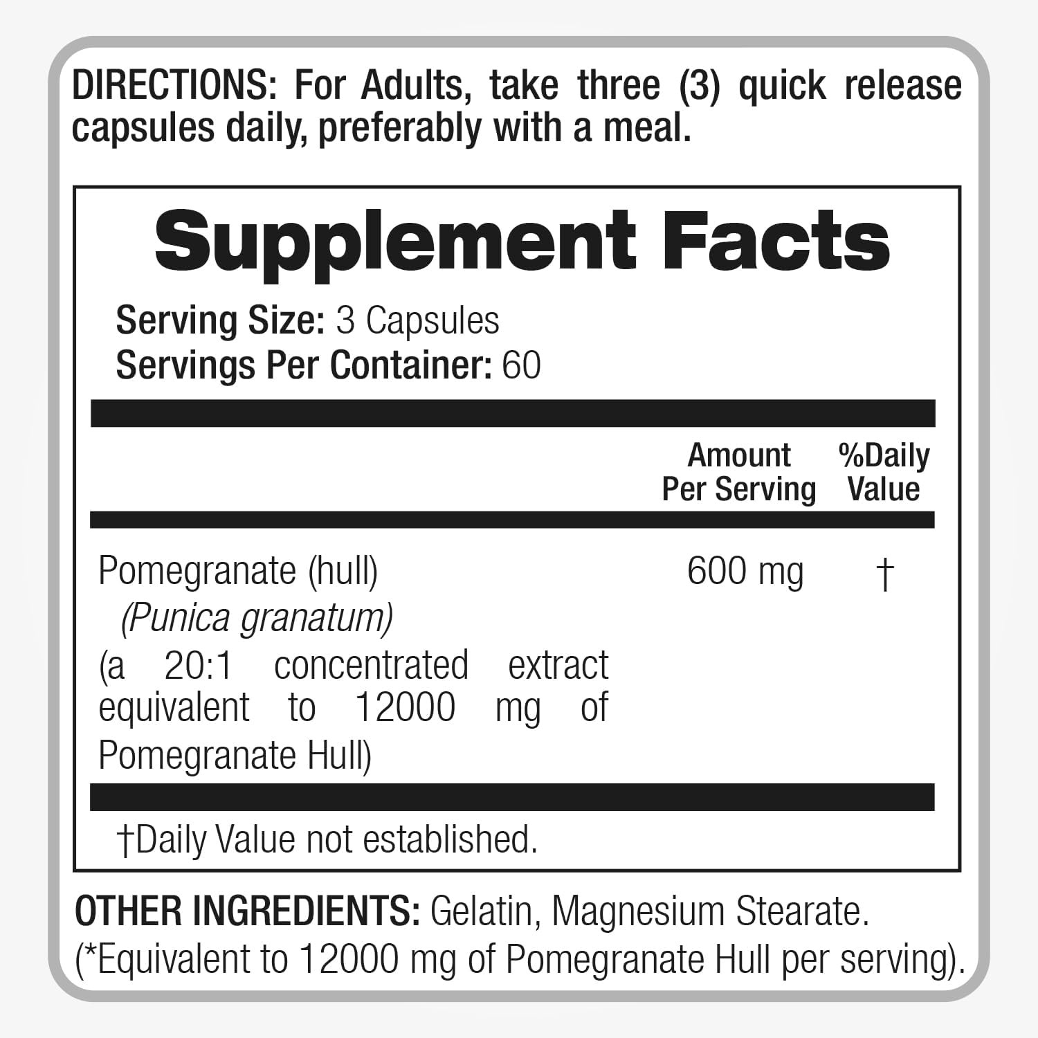 Pomegranate | Pomegranate Extract | 180 Capsules Concentrate Extract | Herbal Su