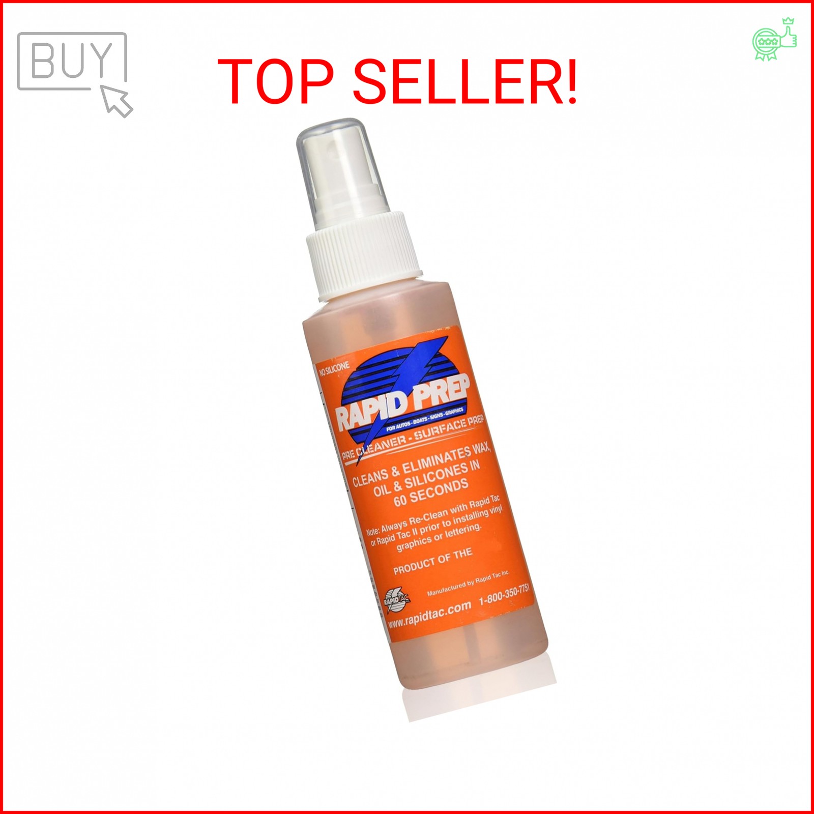 Rapid Tac Rapid Prep Surface Cleaner 4 oz | Safe Water Based solution Removes Wa