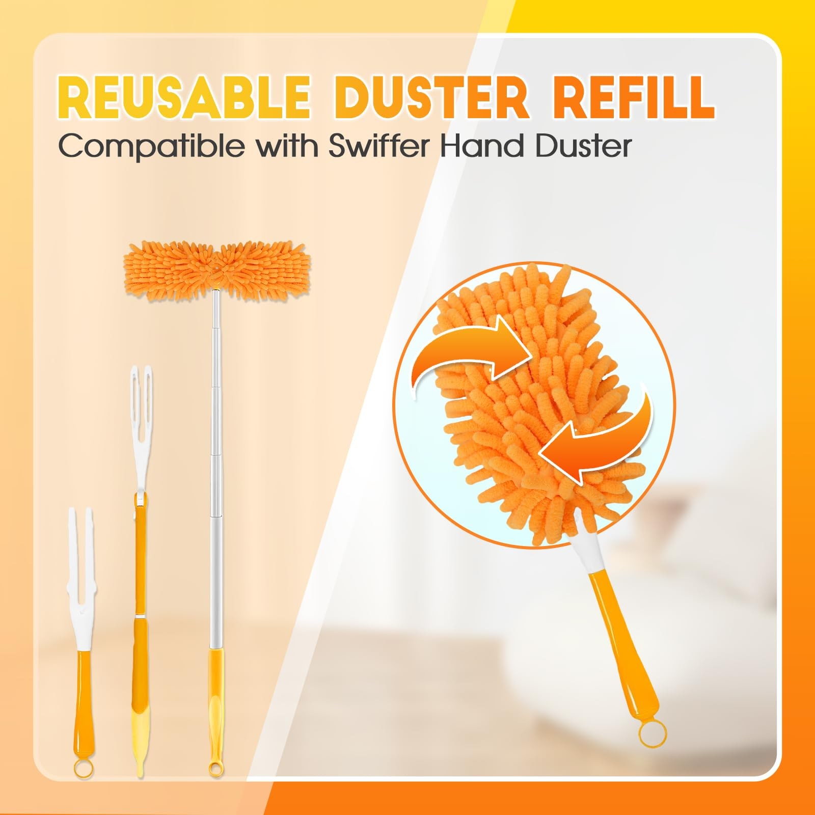 8 Pack Reusable Duster Refill Compatible with Swiffer Hand Duster, 360 Heavy …