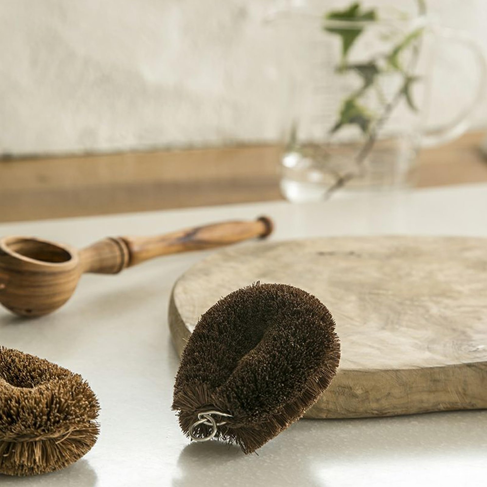 Kiwame #1 – Set of 2 – Hemp Palm Brushes for Cleaning Kitchen and Bathroom – …