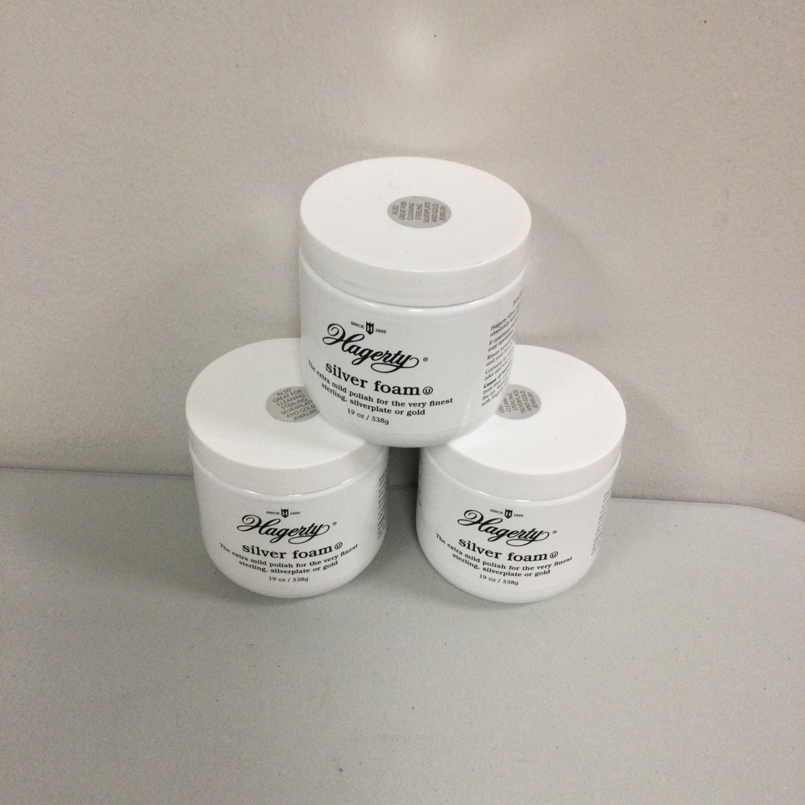 LOT OF 3 Hagerty Silver Foam 19 Ounce Polish Tarnish Remover Easy Clean Shine