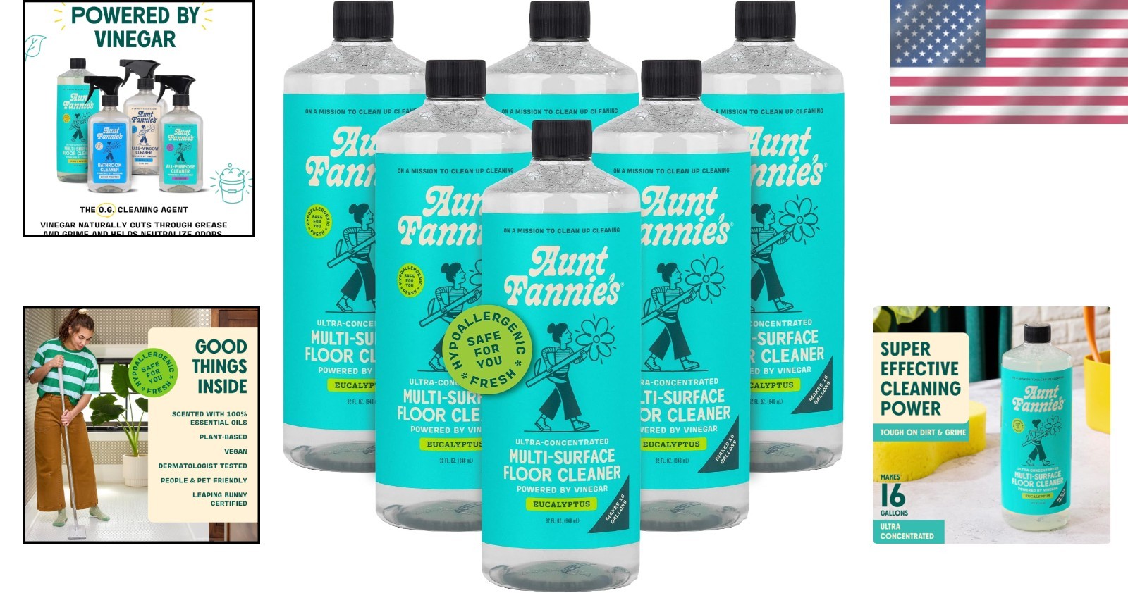 Eucalyptus Scented Vinegar Floor Cleaner – 32 oz (Pack of 6)