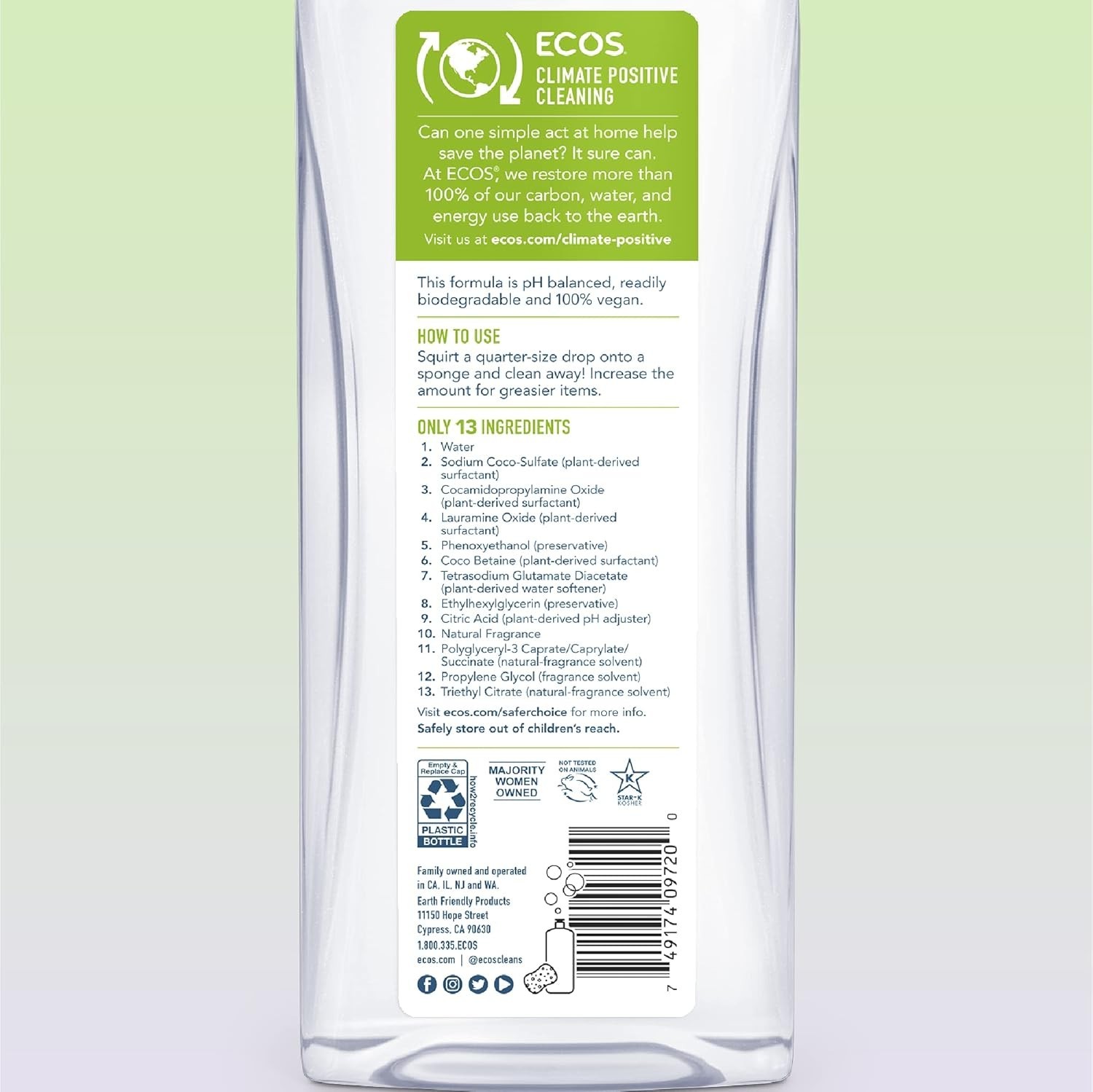 ECOS Dish Soap Pear 25 fl.oz / 739 mL Each (Pack of 6)