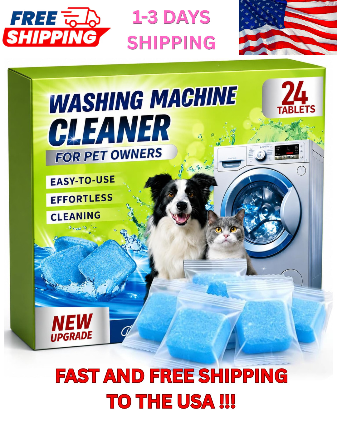Enzyme Washing Machine Cleaner Tablets for Pet Owners, 24 Count (Pack of 1)
