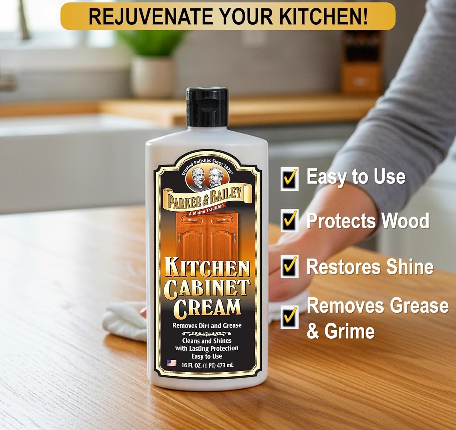 Parker and Bailey Kitchen Cabinet Cream-Wood Cleaner-Grease Remover 16 oz 1