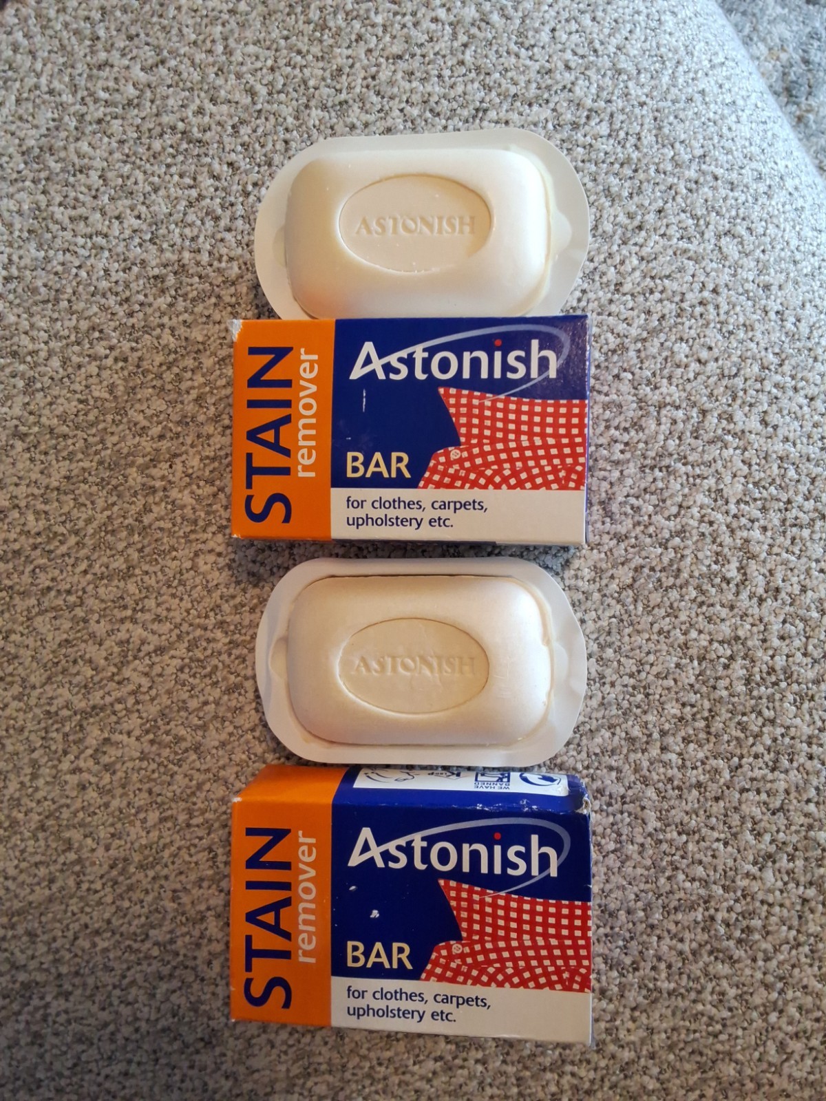 2x Astonish Stain Remover Bar Clothes Carpet Upholstery Pre Laundry Fabric 75g.