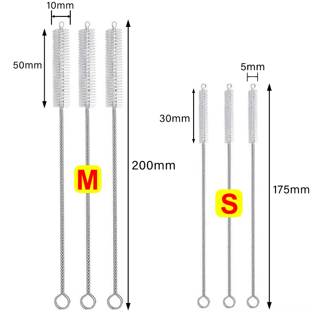 Long Straw Cleaning Brush Kit Reusable Tube Pipe Cleaner Nylon Stainless Steel H