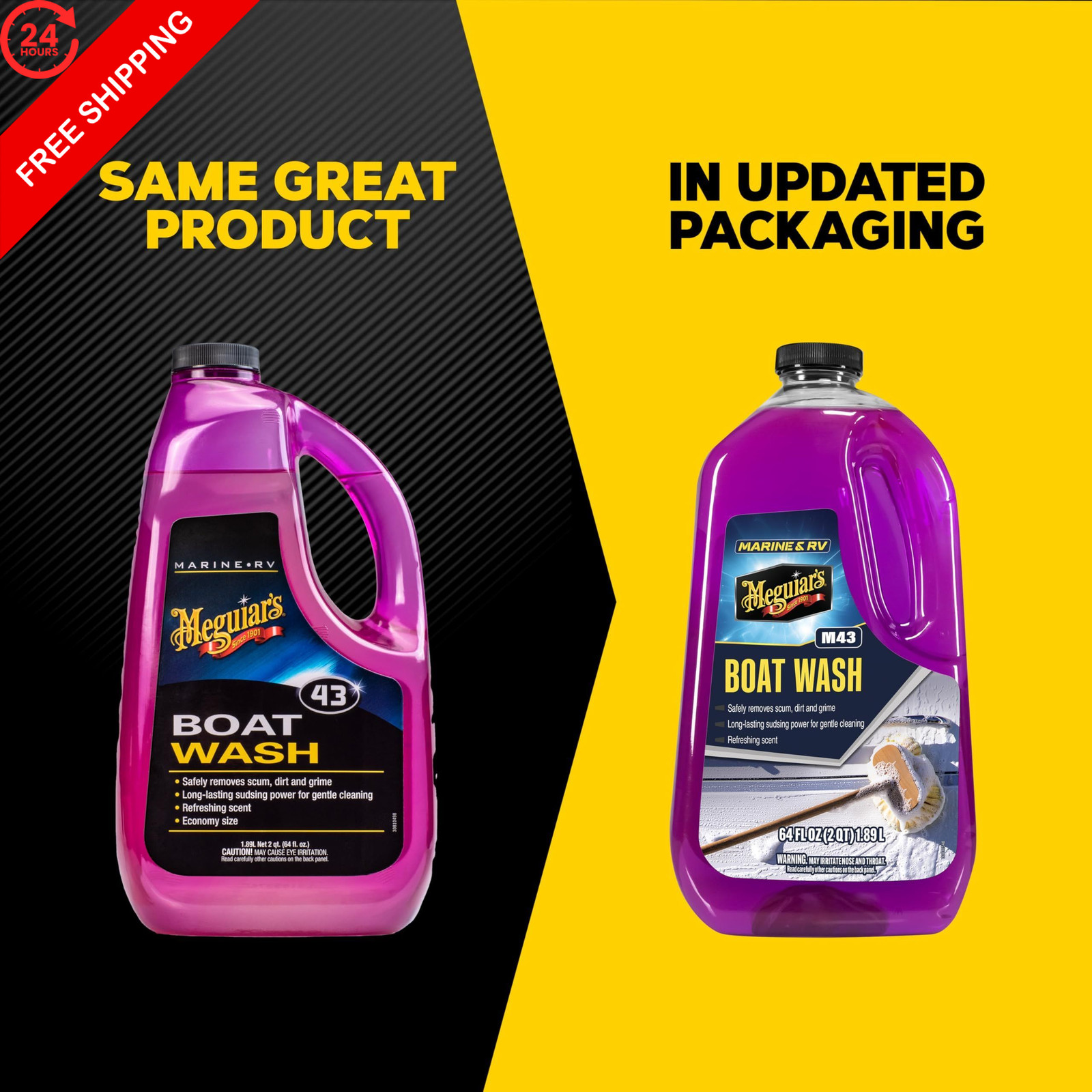 Meguiar’s M43 Marine/RV Boat Wash, pH-Balanced 64 Fl Oz (Pack of 1), PURPLE