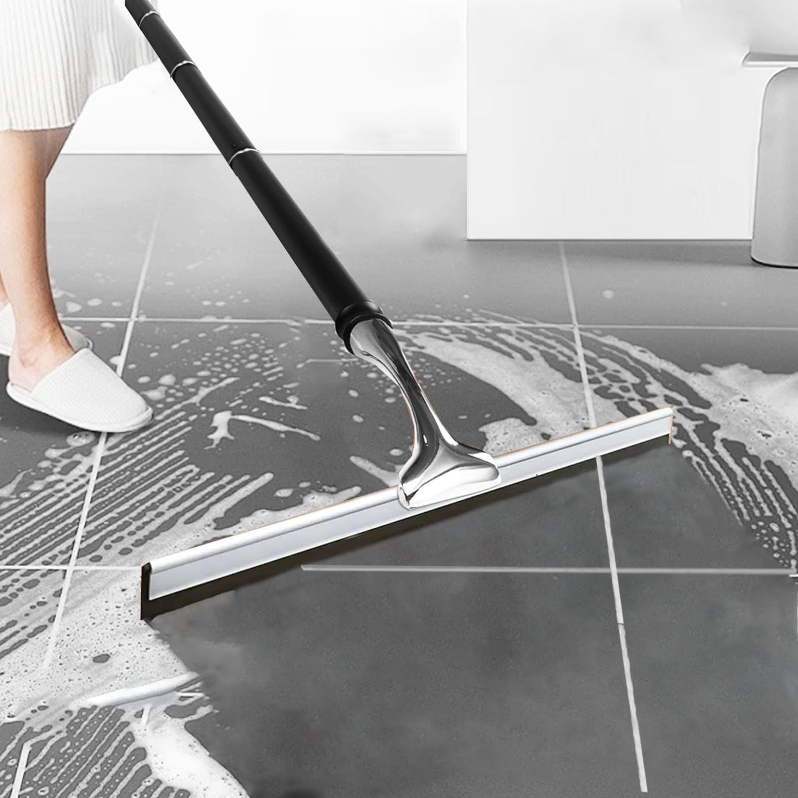 17.3″-60″ Extendable Shower Squeegee with Long Handle – Metal Window Squeegee…