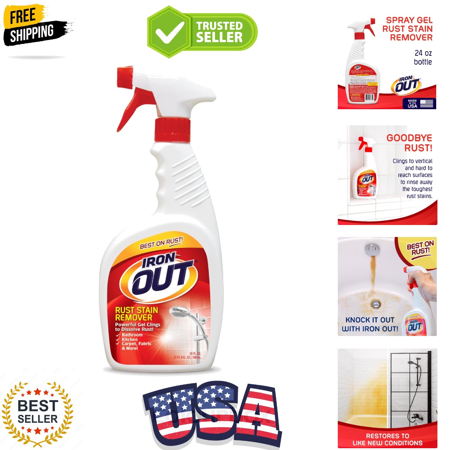 Rust Stain Remover Spray Gel, Remove Rust Stains in Bathrooms, Kitchens, Laun…