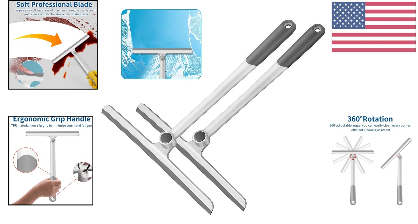 Versatile Glass Squeegee Set – Silicone Cleaner for Multiple Surfaces