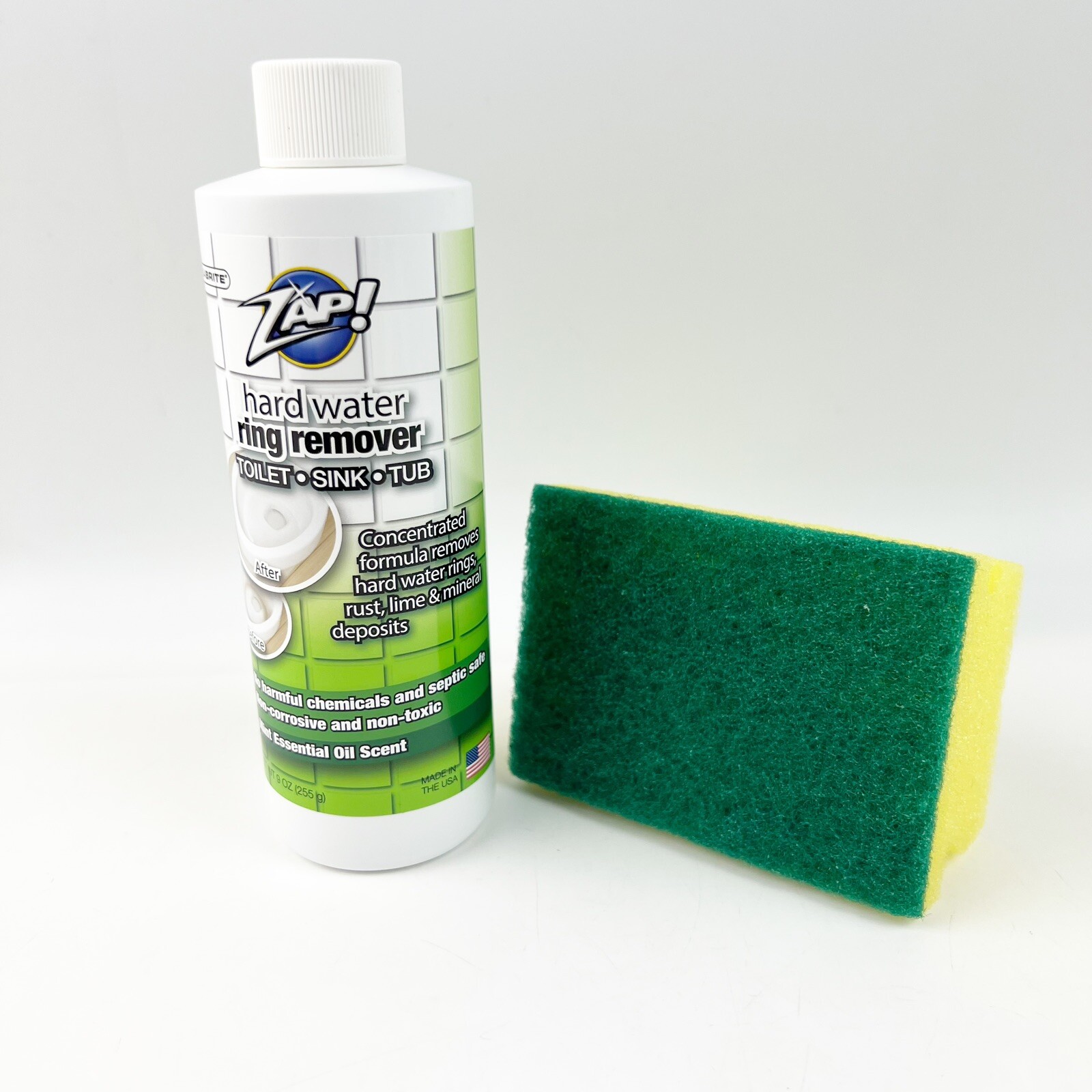 ZAP! Hard Water Ring Remover Porcelain Tub Sink Bath Cleaner Scrub 9oz Mint Oil