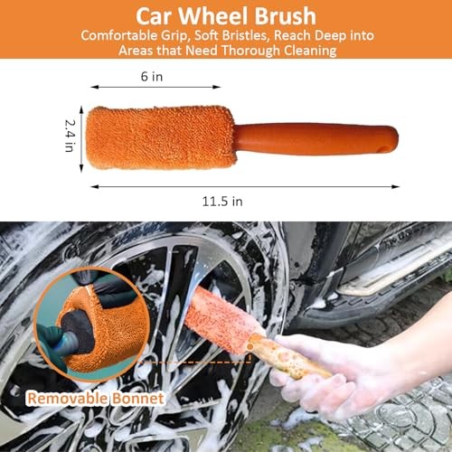 9Pcs Car Wash Detailing Kit Cleaning Kits,with Wash Mitt Wax Orange 9pcs