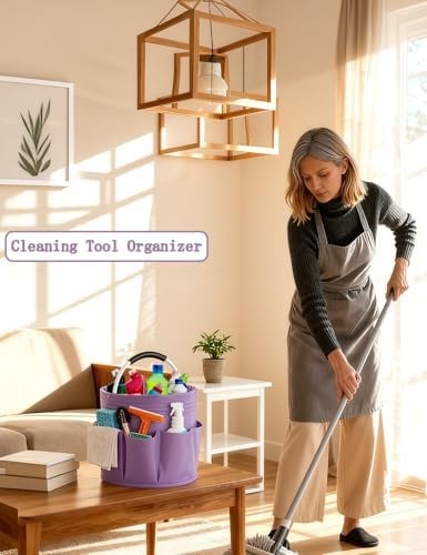 Cleaning Caddy with Handle, Cleaning Products Organiser, Foldable Storage Bas…