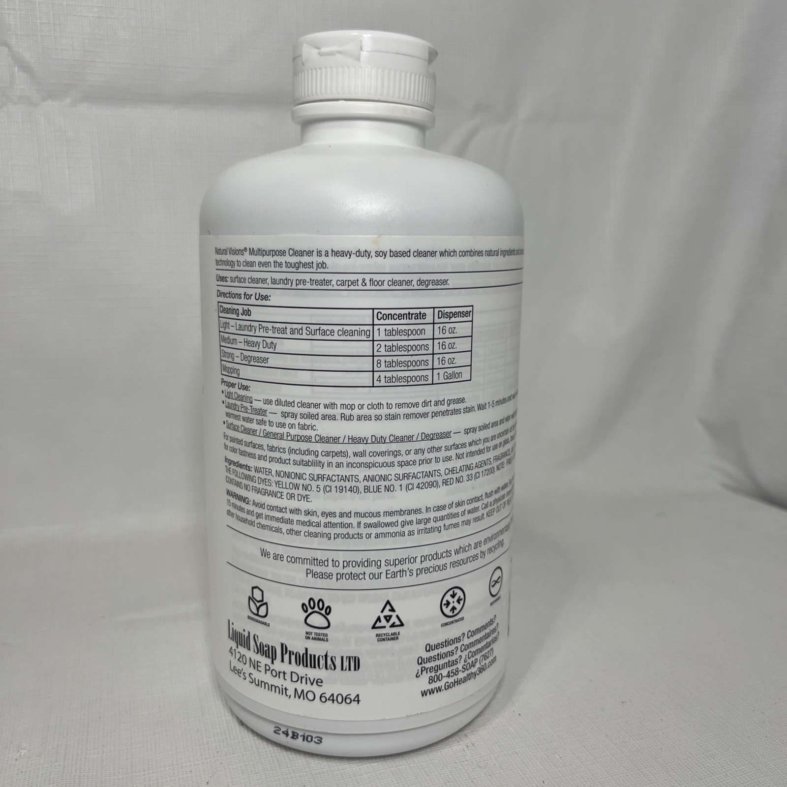 Natural Visions Multipurpose Cleaner Pink Grapefruit 1 Liter SUPER CONCENTRATE