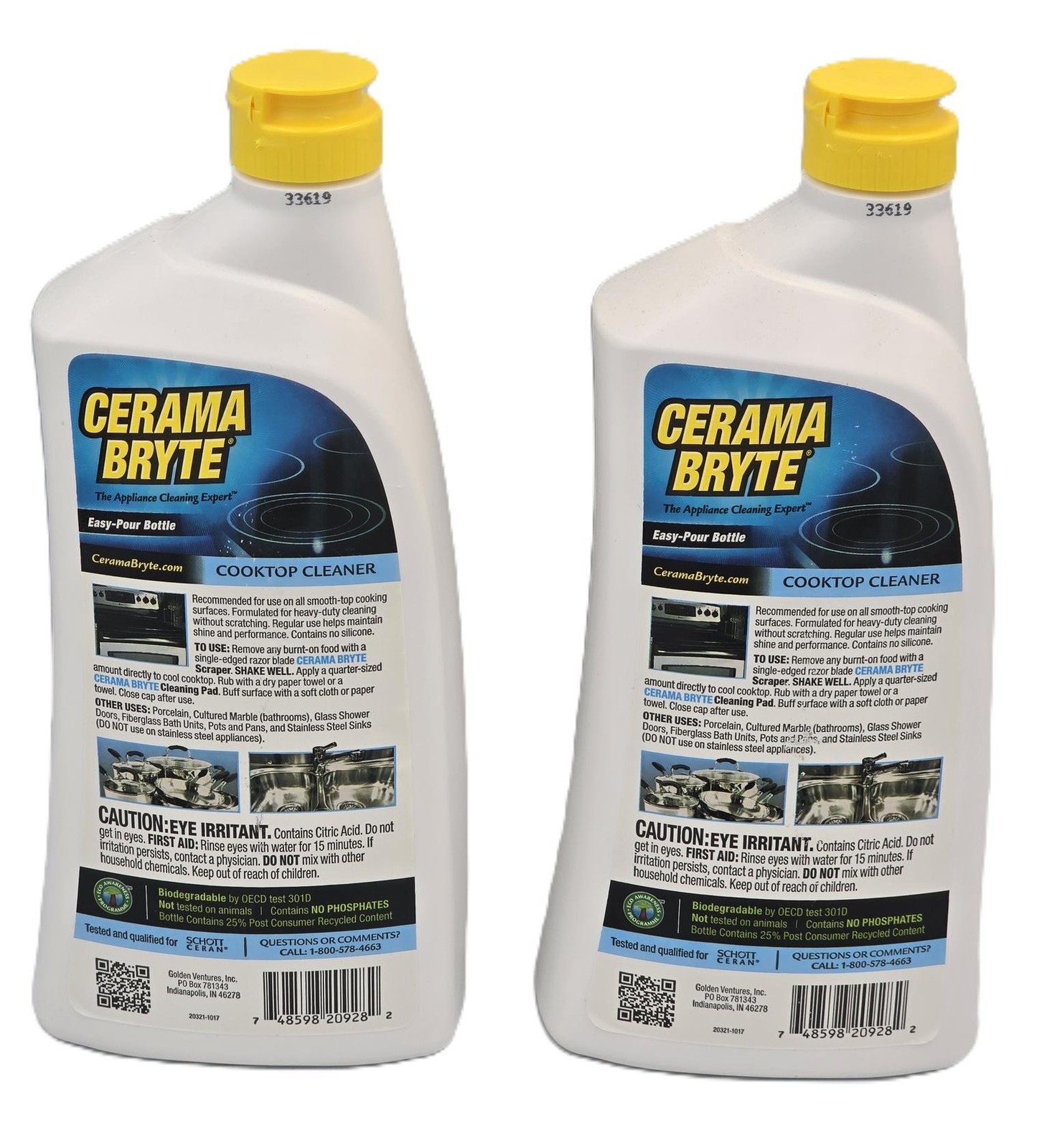 Cerama Bryte Remove Stains Cooktop/Stove Top Cleaner Glass/Ceramic 28oz (2 Pack)