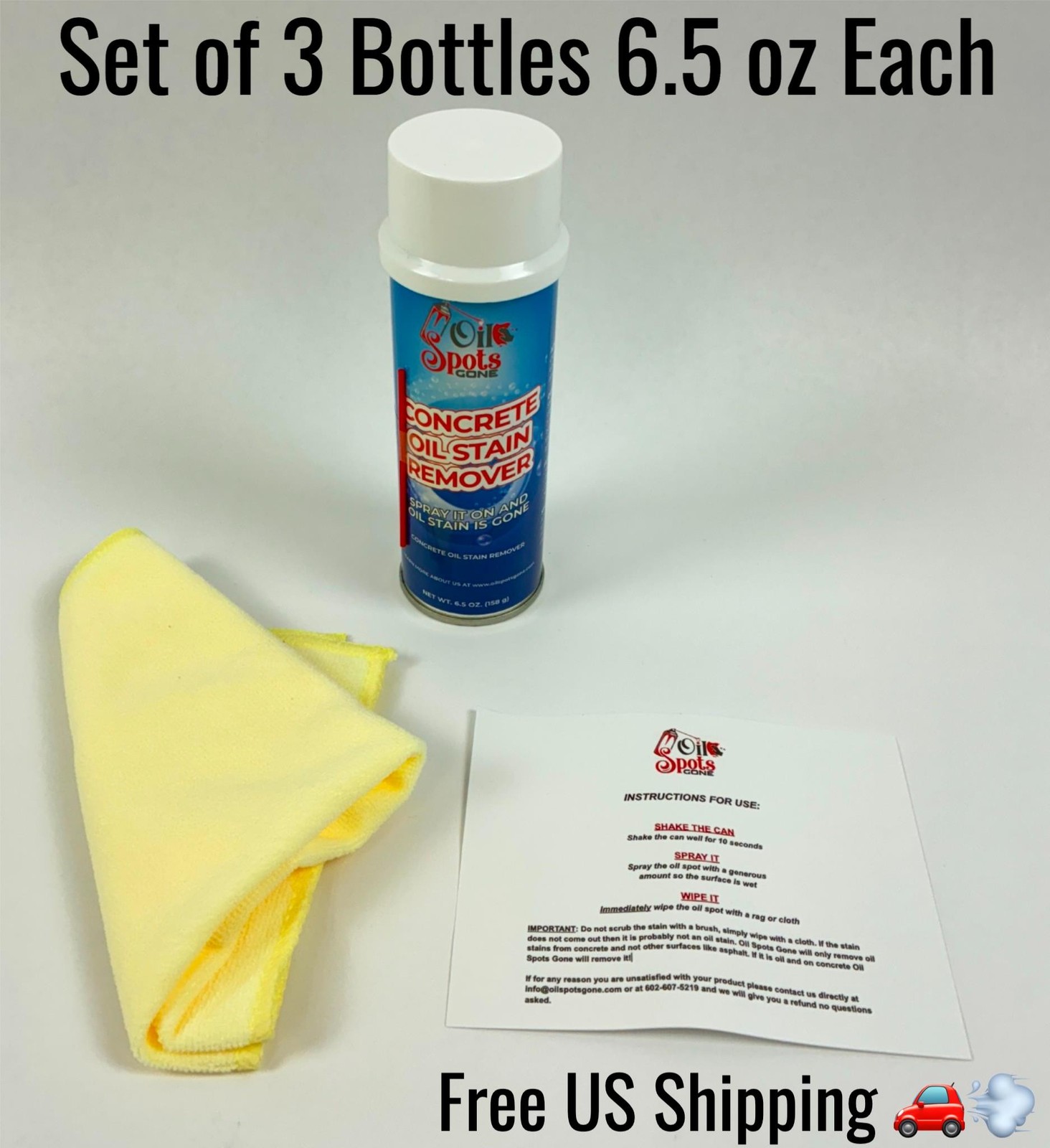 Concrete Cleaner and Oil Stain Remover 6.5 oz each Set of 3