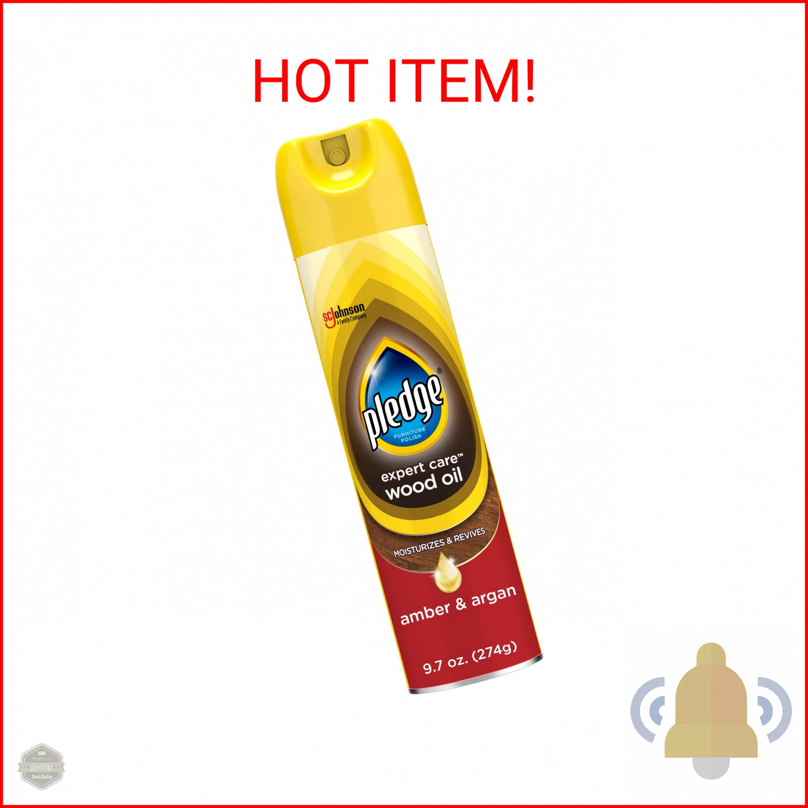 Pledge Moisturizing Wood Oil, Furniture Reviving Spray, Amber & Argan Scent, 9.7