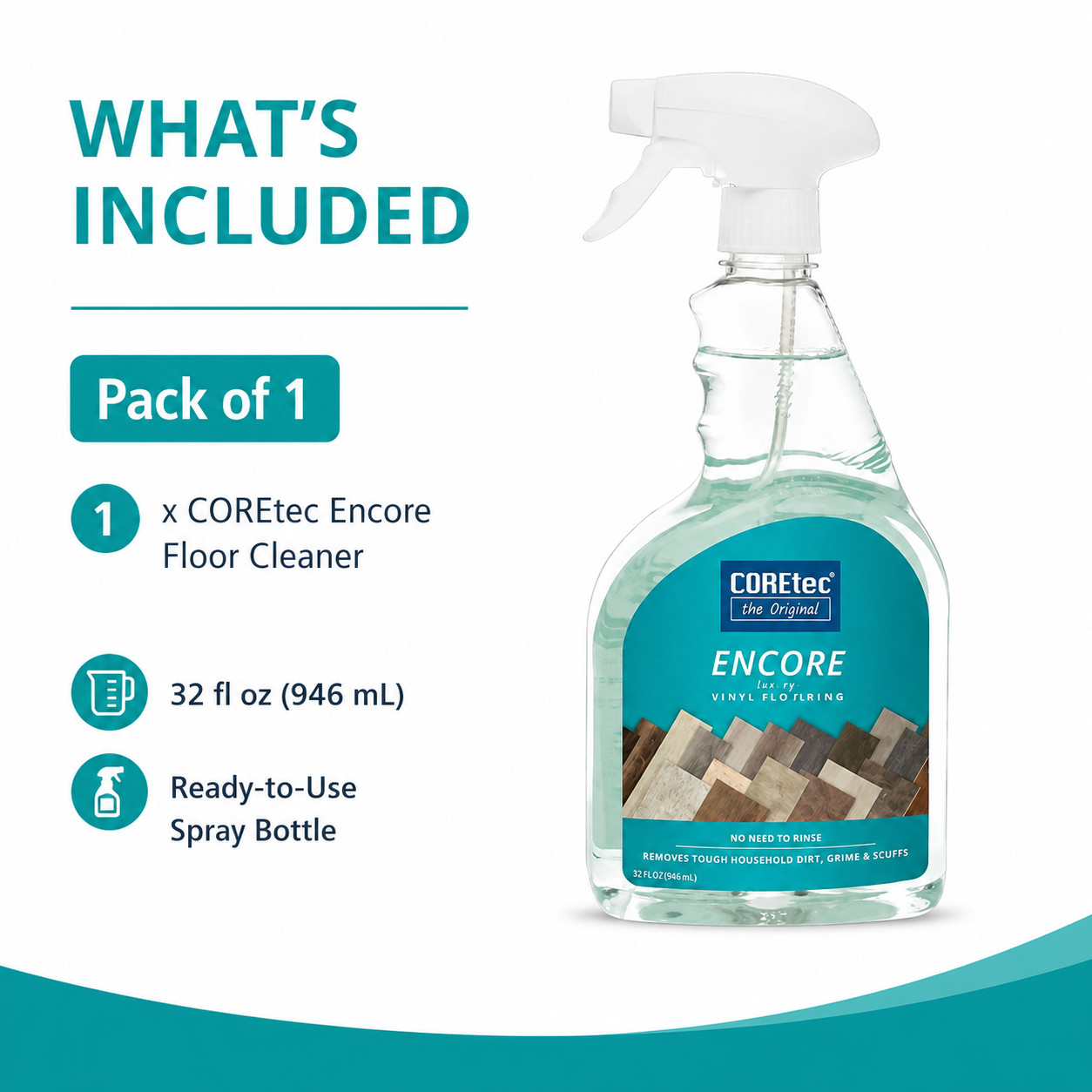 COREtec Encore Luxury Vinyl Floor Cleaner 32 fl oz No Rinse pH Neutral
