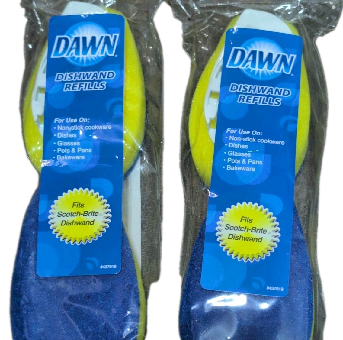 Dawn Dishwand Replacement Refills 437919 Fits Scotch Brite Wand NEW 2 Pk 4 Total