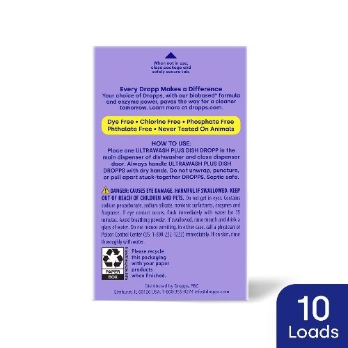 Dropps Lemon Citrus UltraWash Plus Biobased Dishwasher Detergent Pods – 10ct