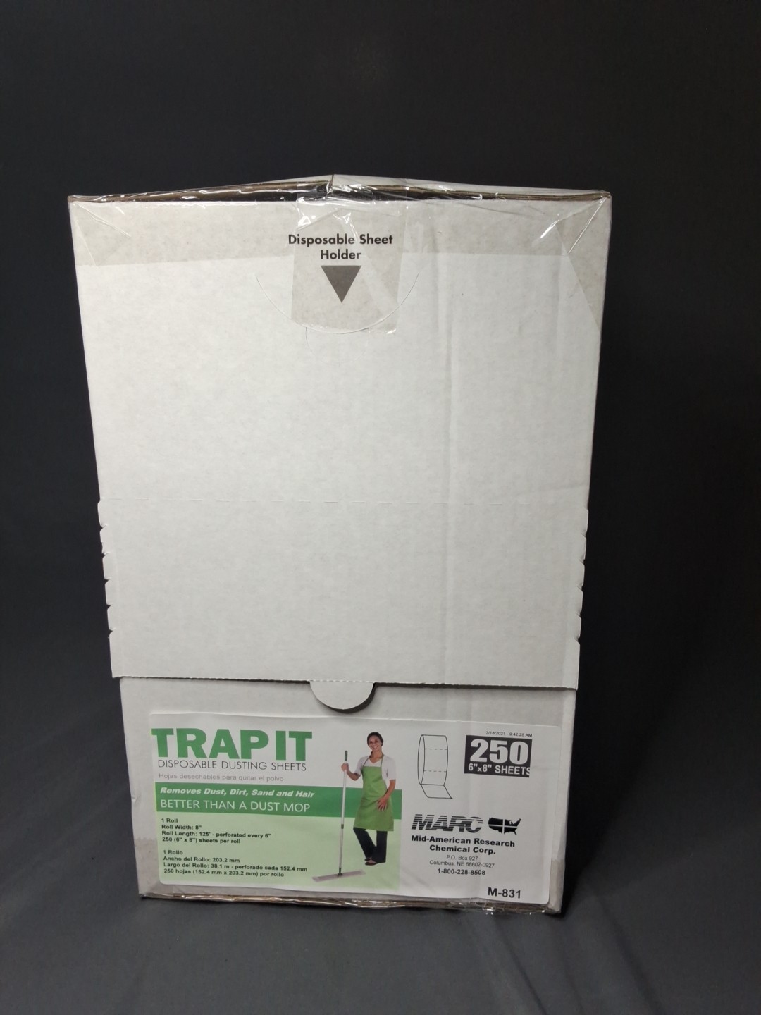 TRAPIT Disposable Duster Sheets 8x6x125 ft. . Roll – 250 6 X 8 In. Sheets