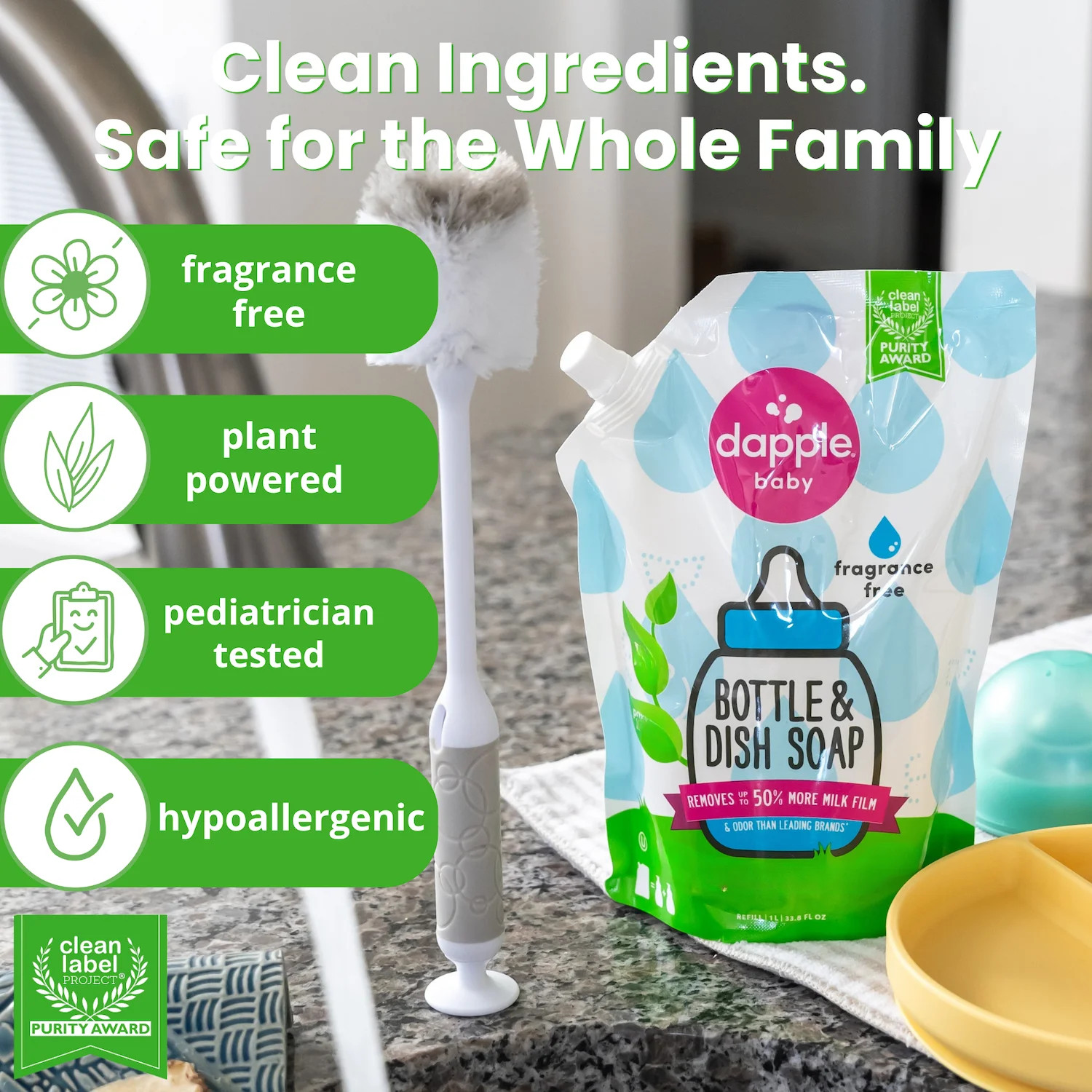 Baby Bottle and Dish Soap Refill for Baby Products, Fragrance Free, 33.8 fl oz