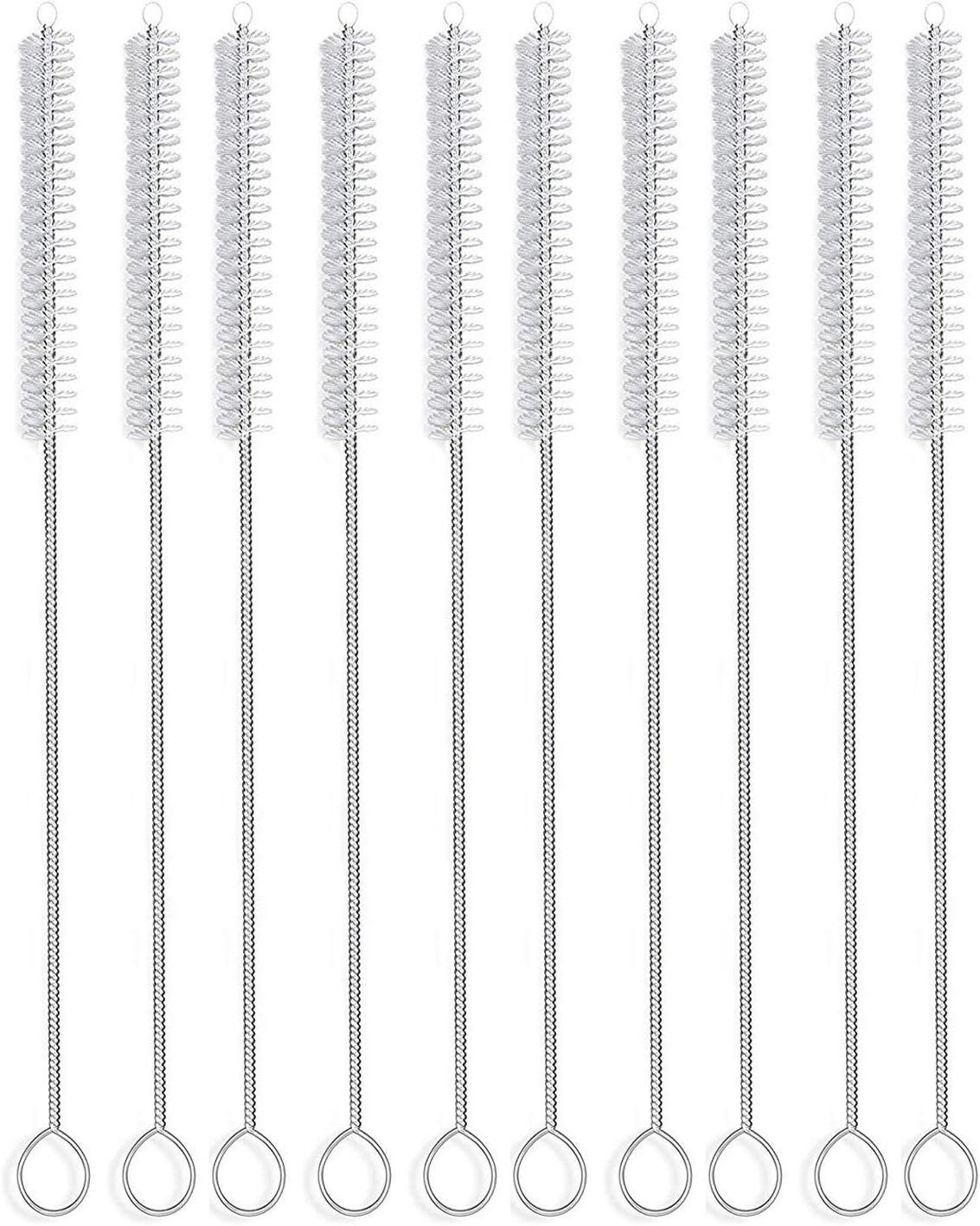 Long Straw Brush, Nylon Pipe Tube Cleaner 10-Ihch X 2/5-Inch Set of 10