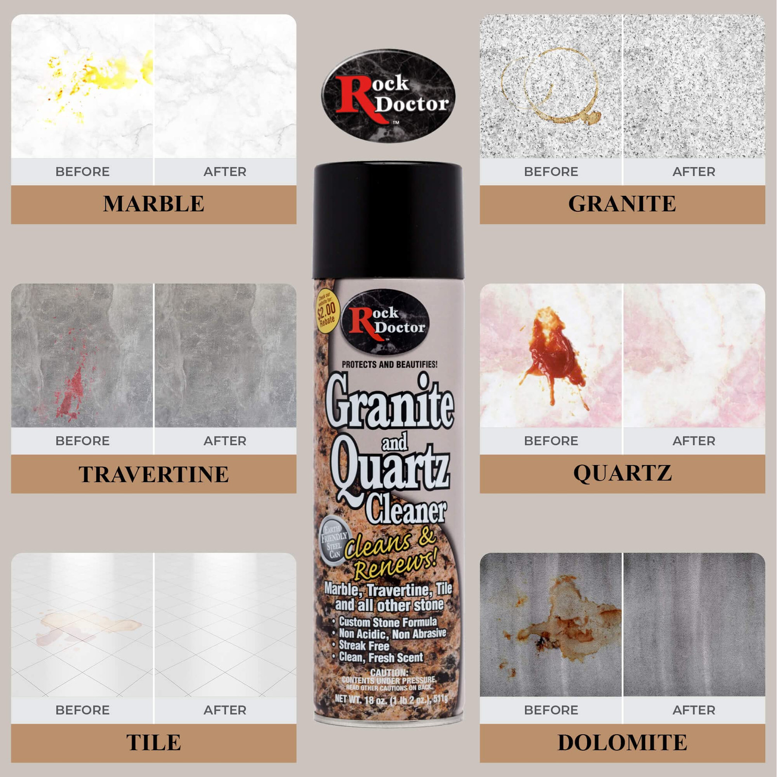 Granite Cleaner – Cleans& Renews Surfaces – (18 oz) Surface Cleaner Spray, Gr…