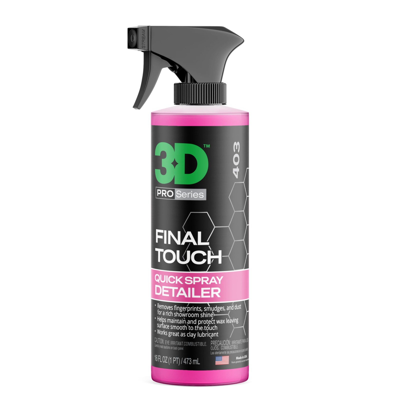 3D Final Touch Car Detail Spray 16 Fl Oz Waterless Shine with Cherry Scent