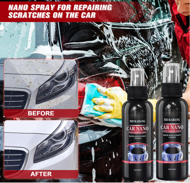 2PCS Car Nano Paint Coating Agent Water Displacement Coating Auto Nano 120 ML