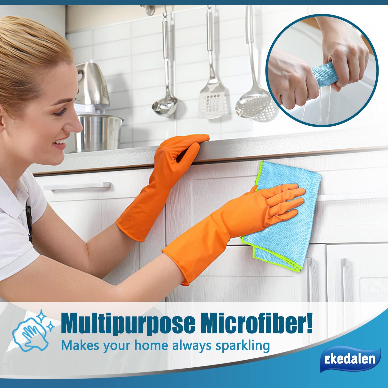 Ekedalen Microfiber Cleaning Cloth 12 x 16 Inch, Light Blue, 12 X 16 Inch
