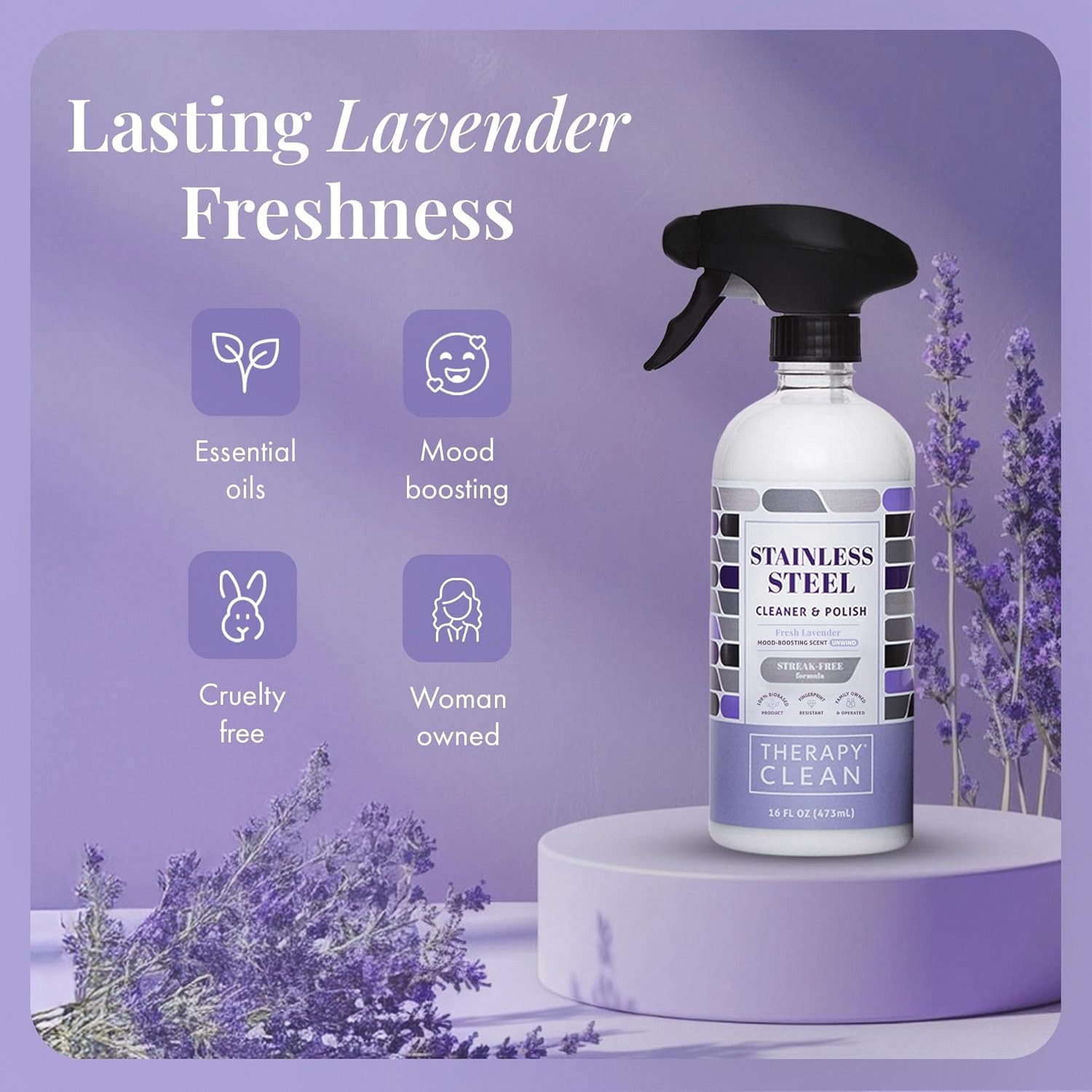 Therapy Stainless Steel Cleaner Polish Lavender 2 Pack 16oz