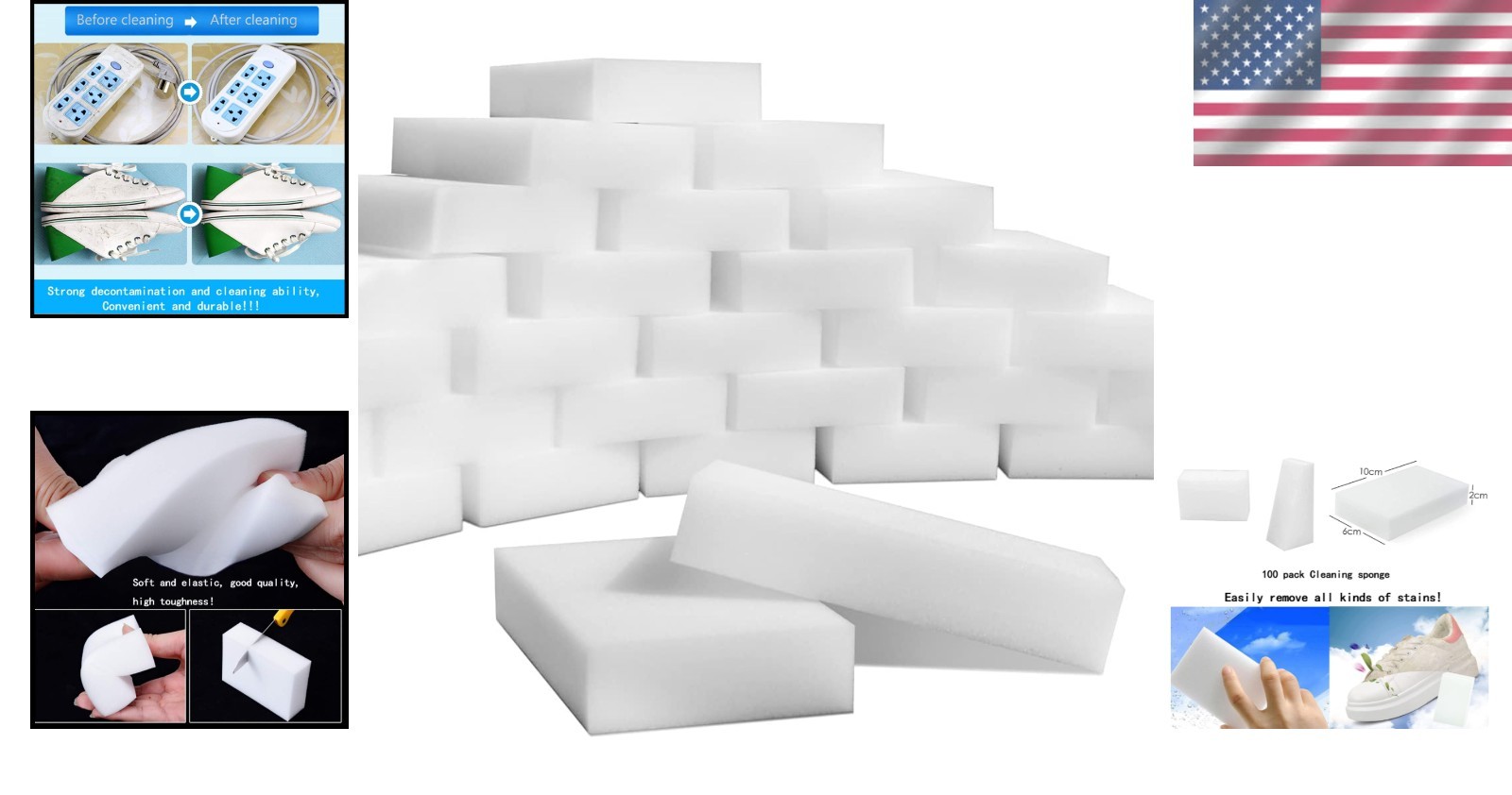 Multi-Functional 100 Pack Melamine Magic Sponges – Powerful Household Cleaners