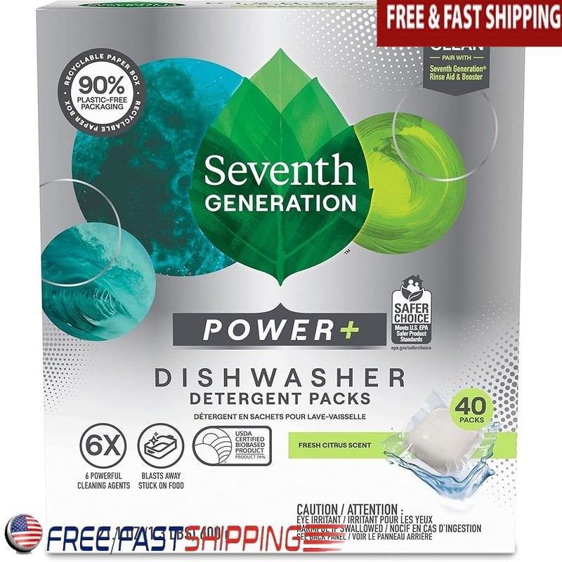 Dishwasher Pods Dual Action 0% Fragrance Phosphates Septic Safe Biobased 83% New