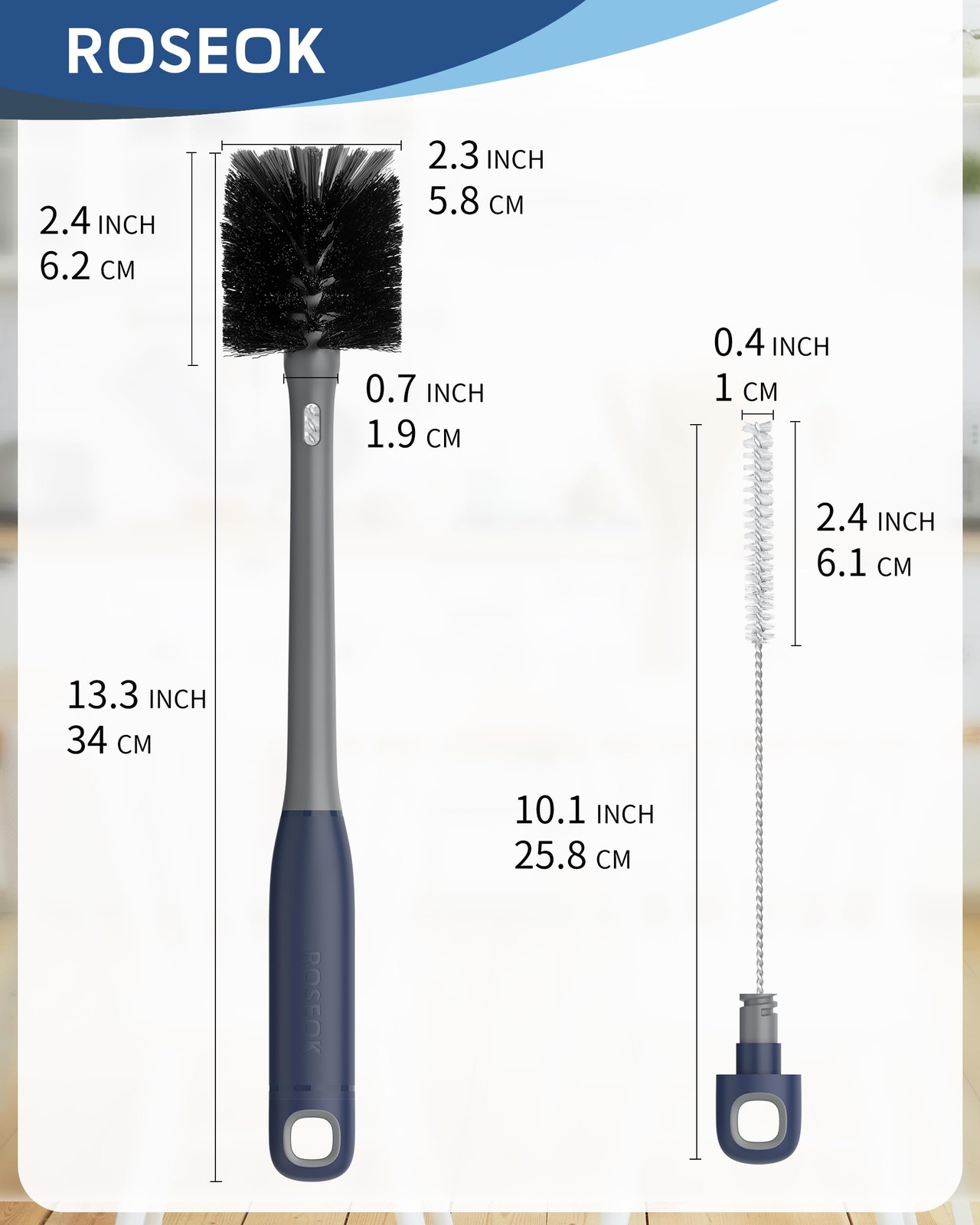 2 in 1 Long Handle Bottle Brush with Straw Brush for Cleaning Glass, Sports B…