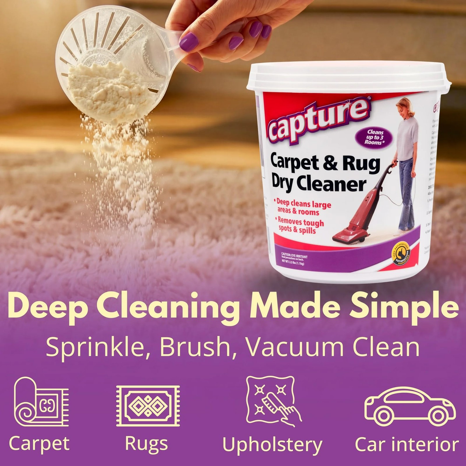 Carpet & Rug Dry Cleaner Carpet Deodorizer & Freshener Powder Pet Odor Elimi…