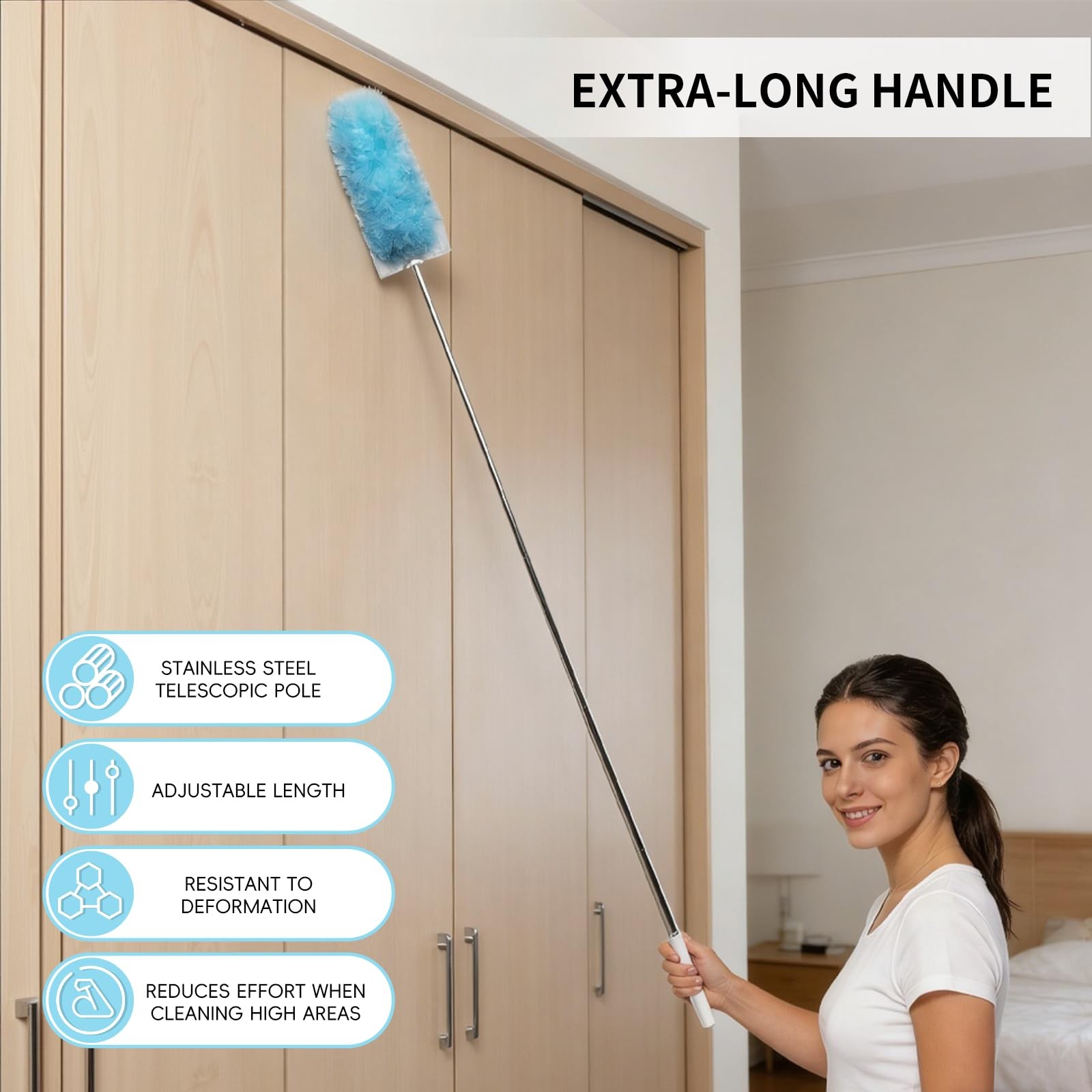 360 Duster Refills for Swiffer Dusters Refill with 2 Upgrade Extendable Handl…